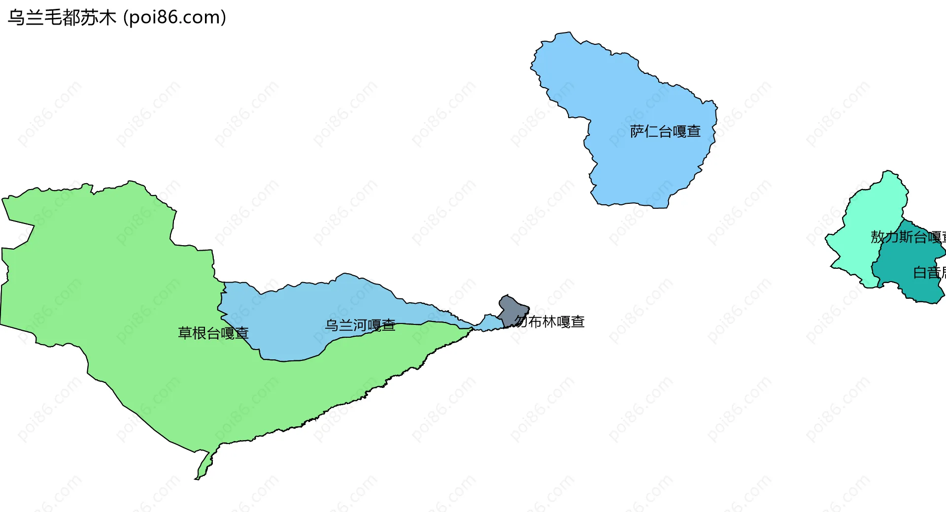 乌兰毛都苏木边界地图(五级行政区划)