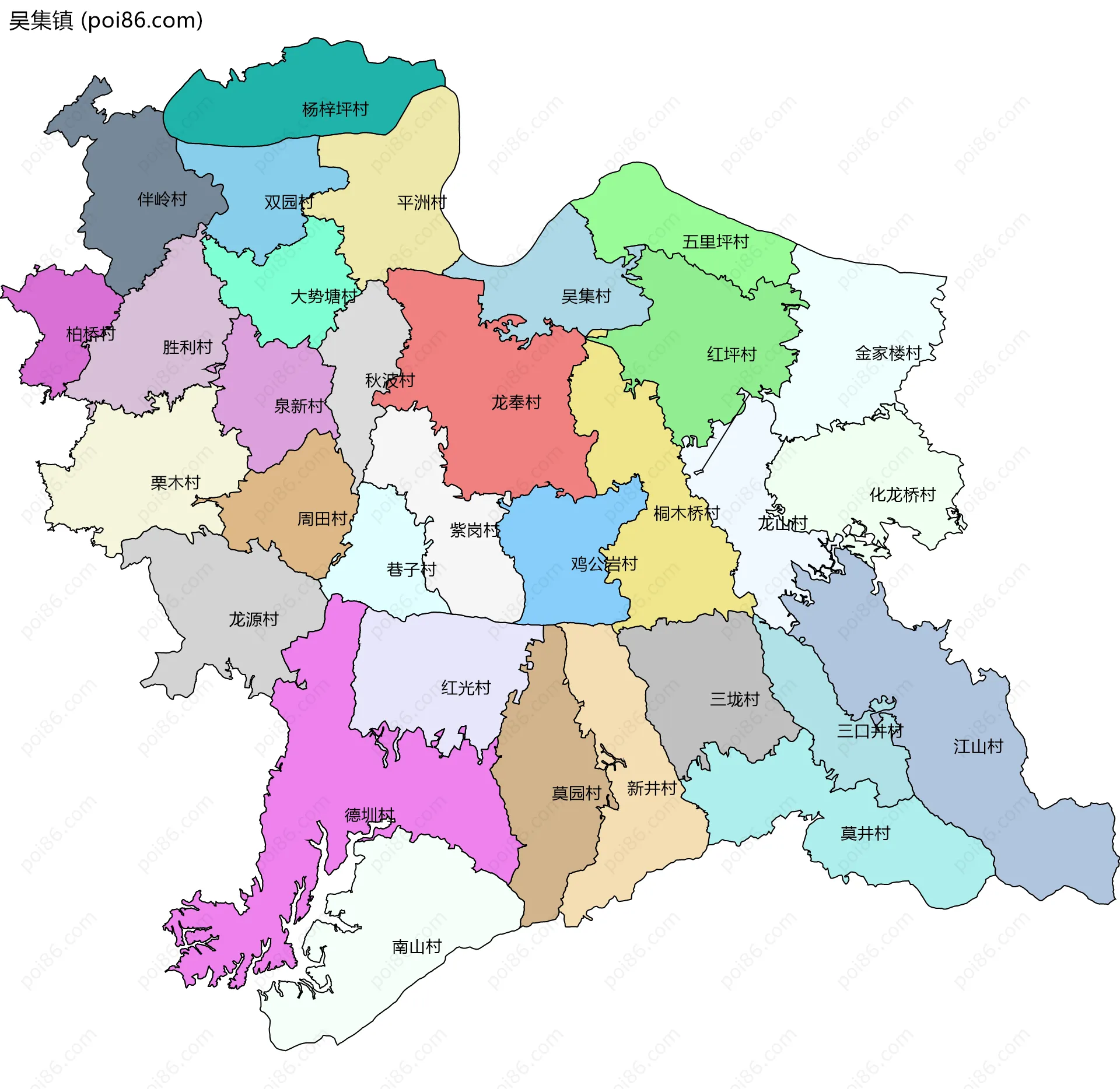 吴集镇边界地图(五级行政区划)