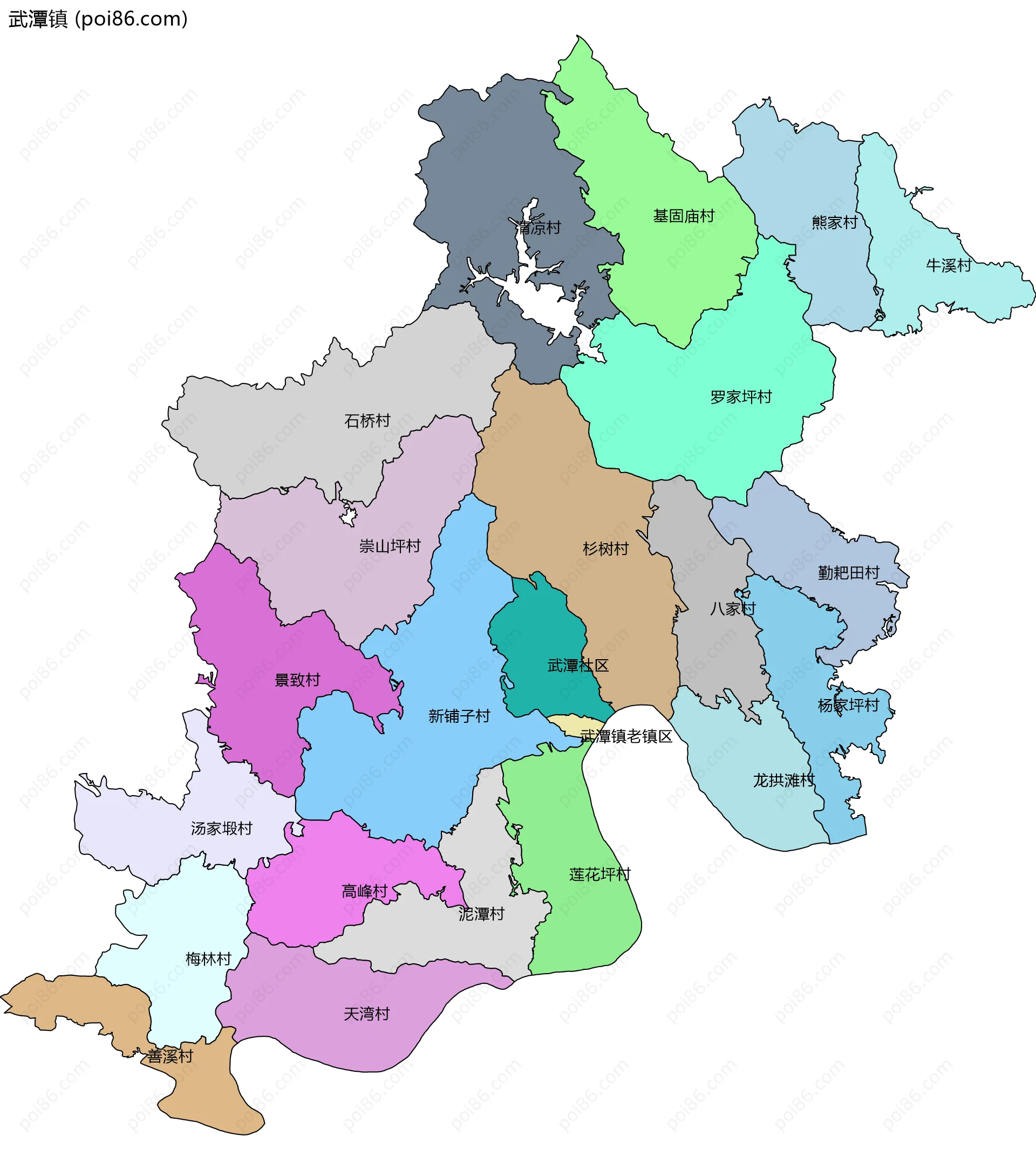 武潭镇边界地图(五级行政区划)