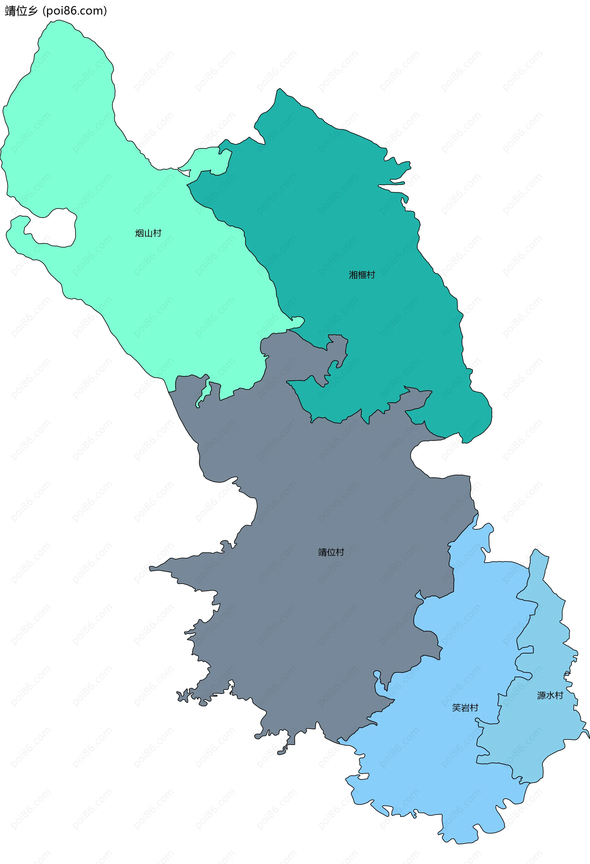 靖位乡边界地图(五级行政区划)