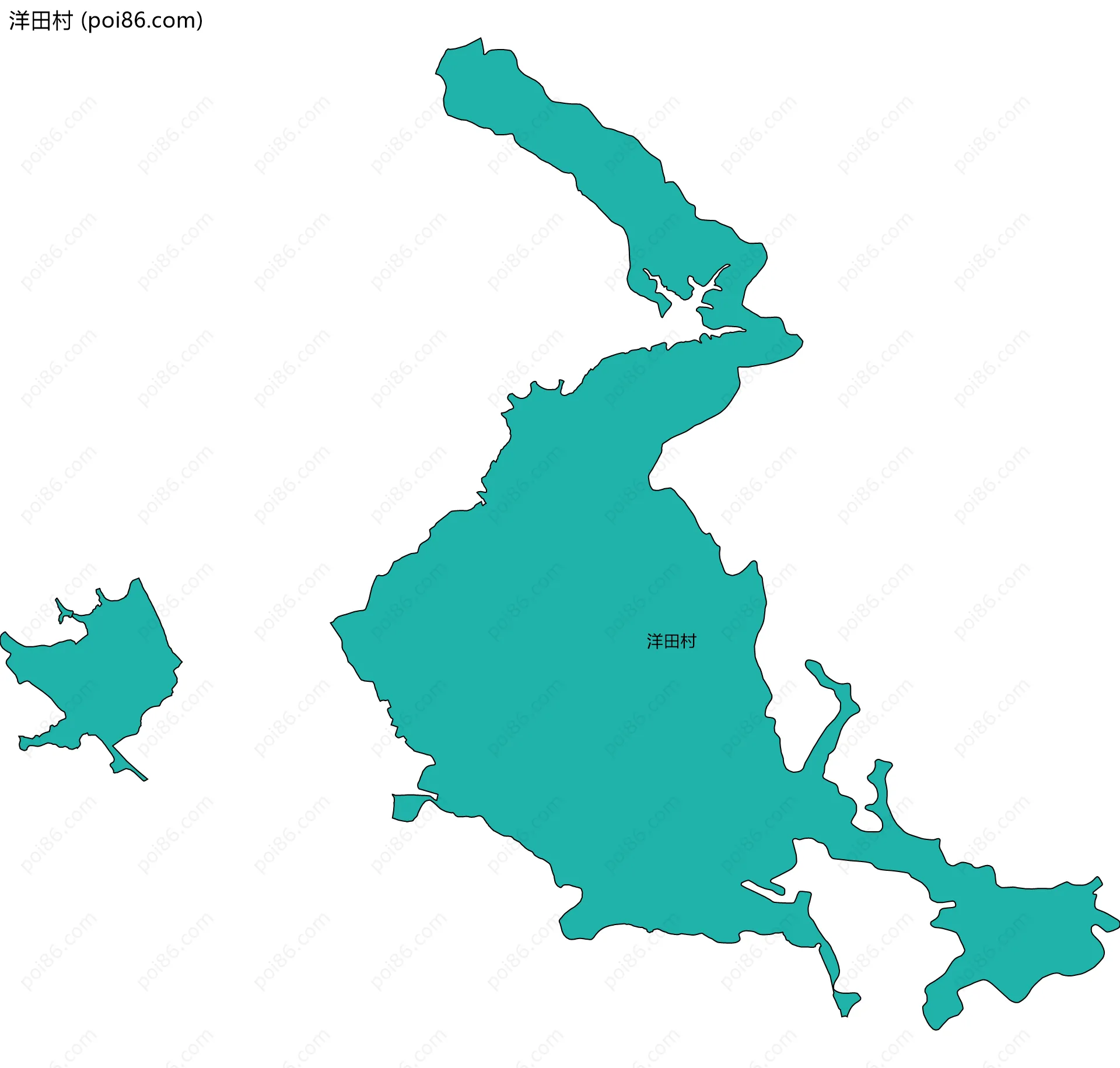 洋田村边界地图