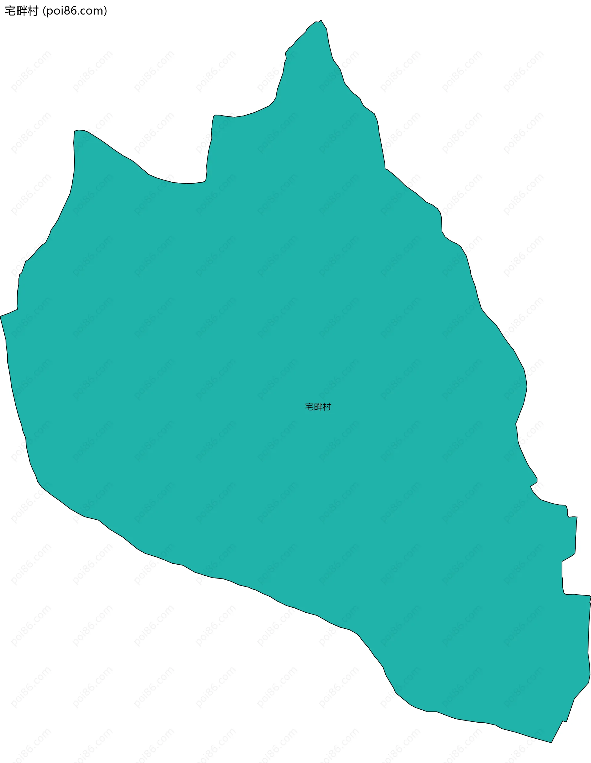 宅畔村边界地图