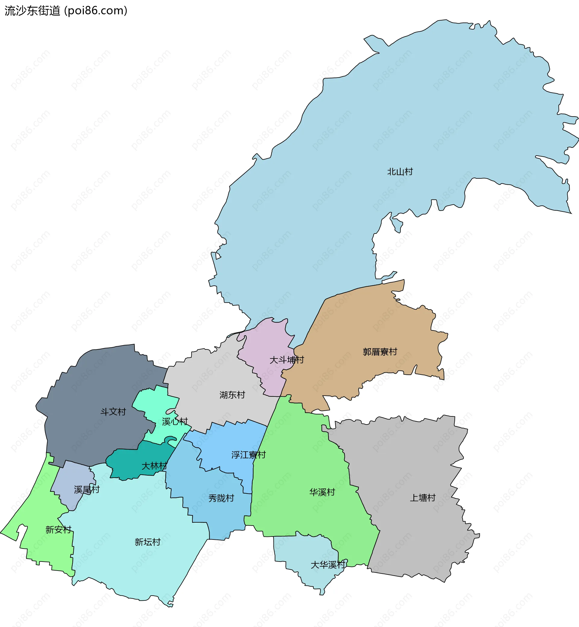 流沙东街道边界地图(五级行政区划)