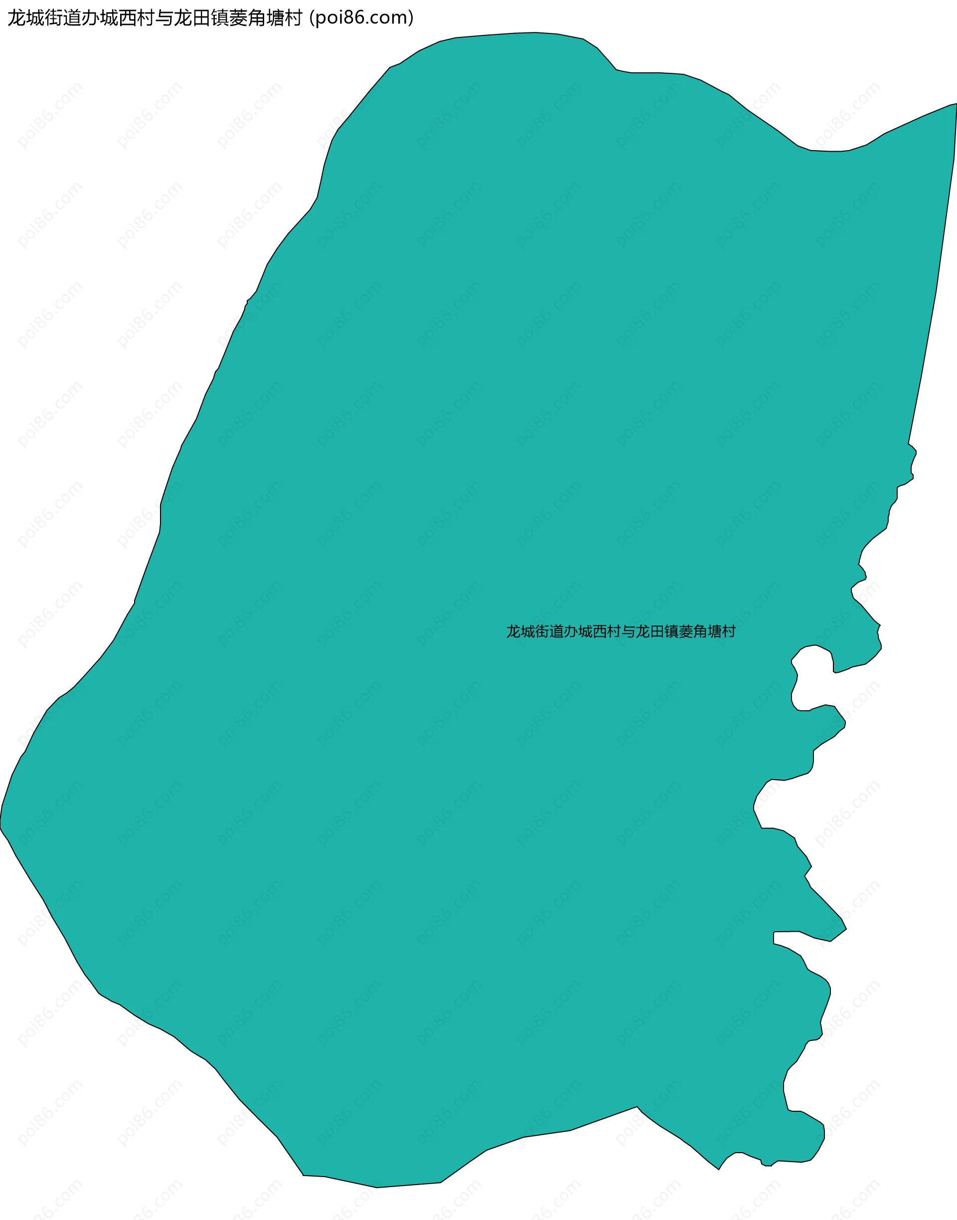 龙城街道办城西村与龙田镇菱角塘村边界地图