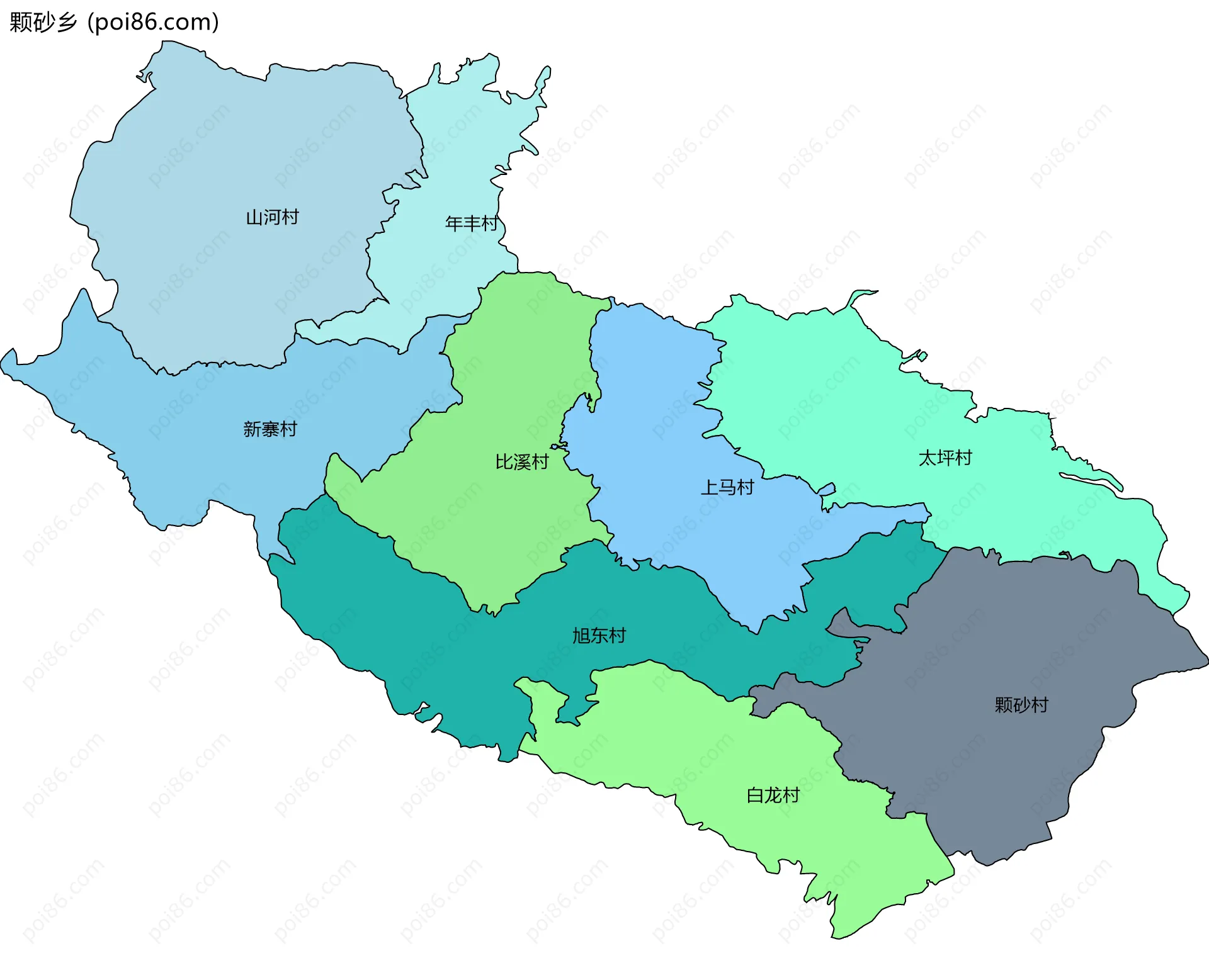 颗砂乡边界地图(五级行政区划)