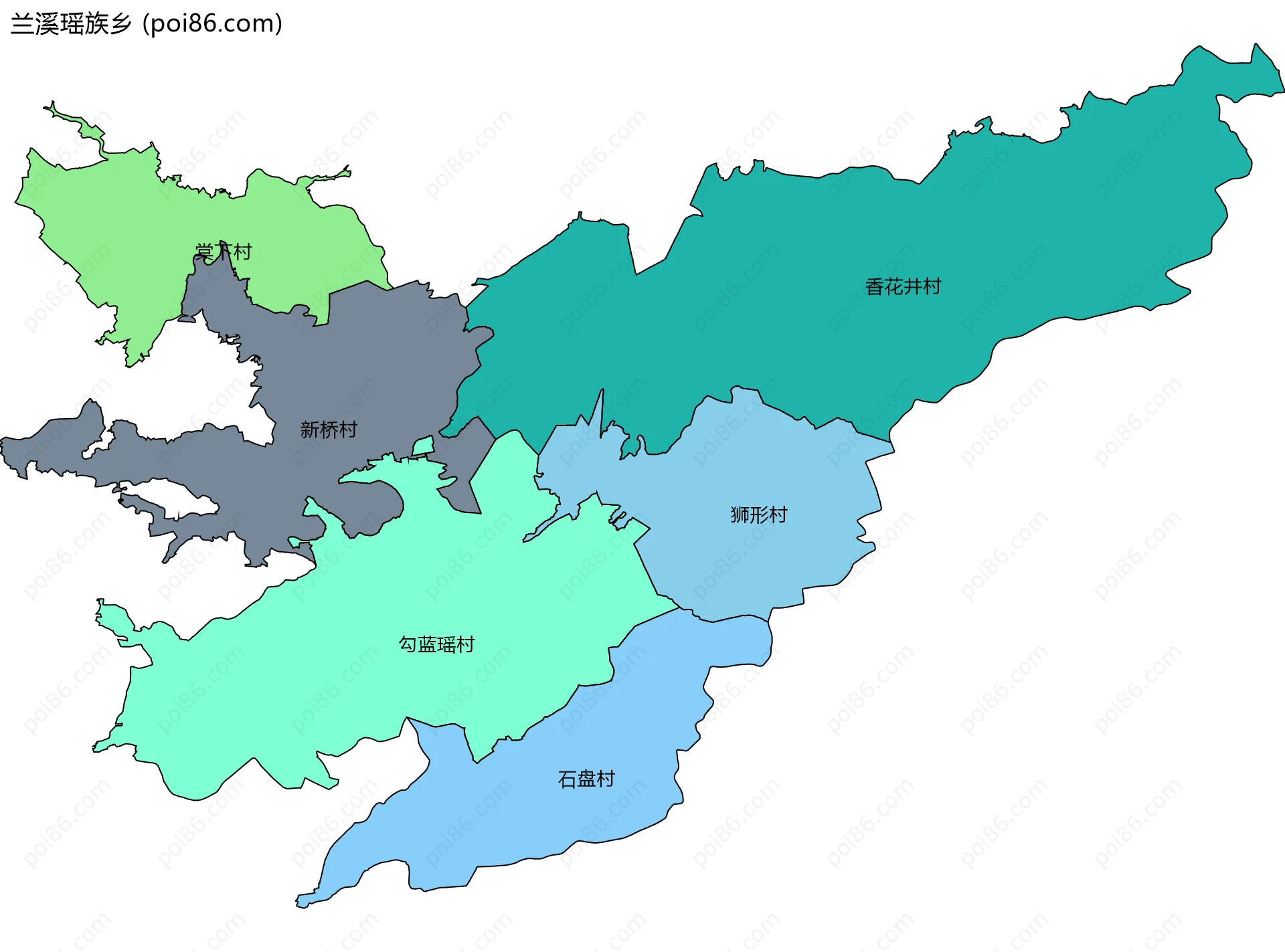 兰溪瑶族乡边界地图(五级行政区划)