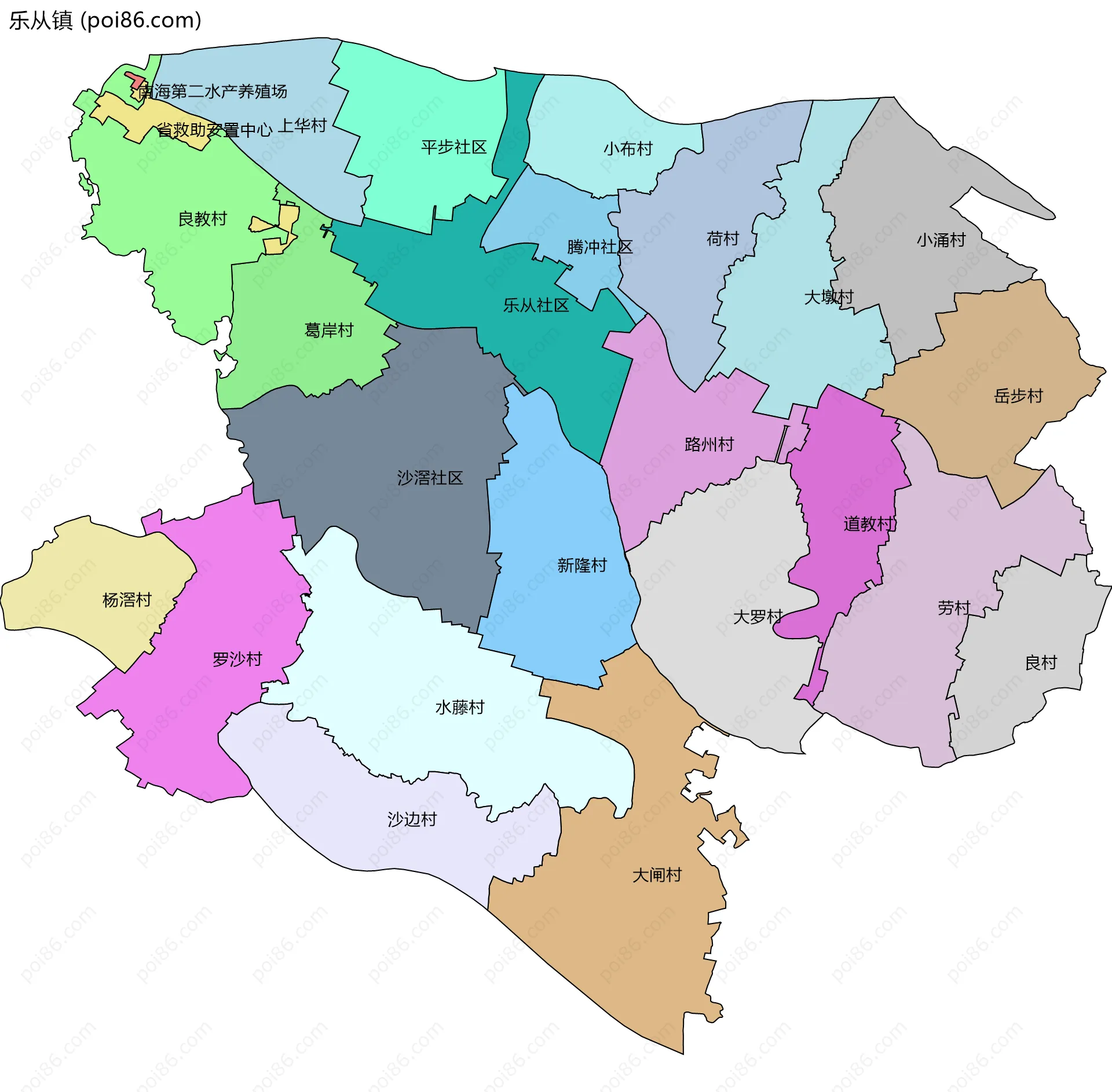 乐从镇边界地图(五级行政区划)