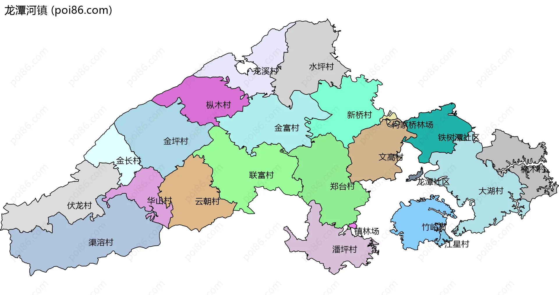 龙潭河镇边界地图(五级行政区划)