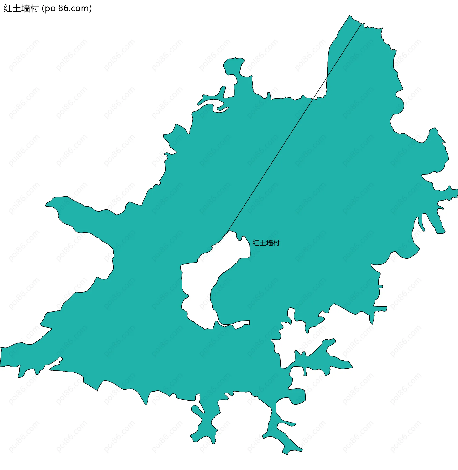 红土墙村边界地图