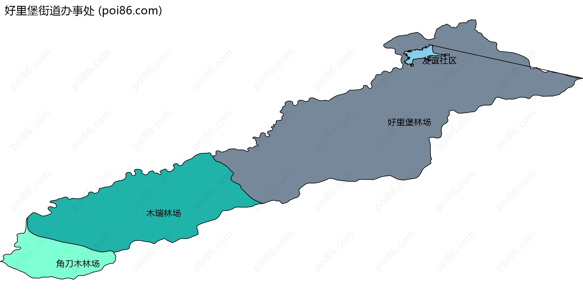 好里堡街道办事处边界地图(五级行政区划)