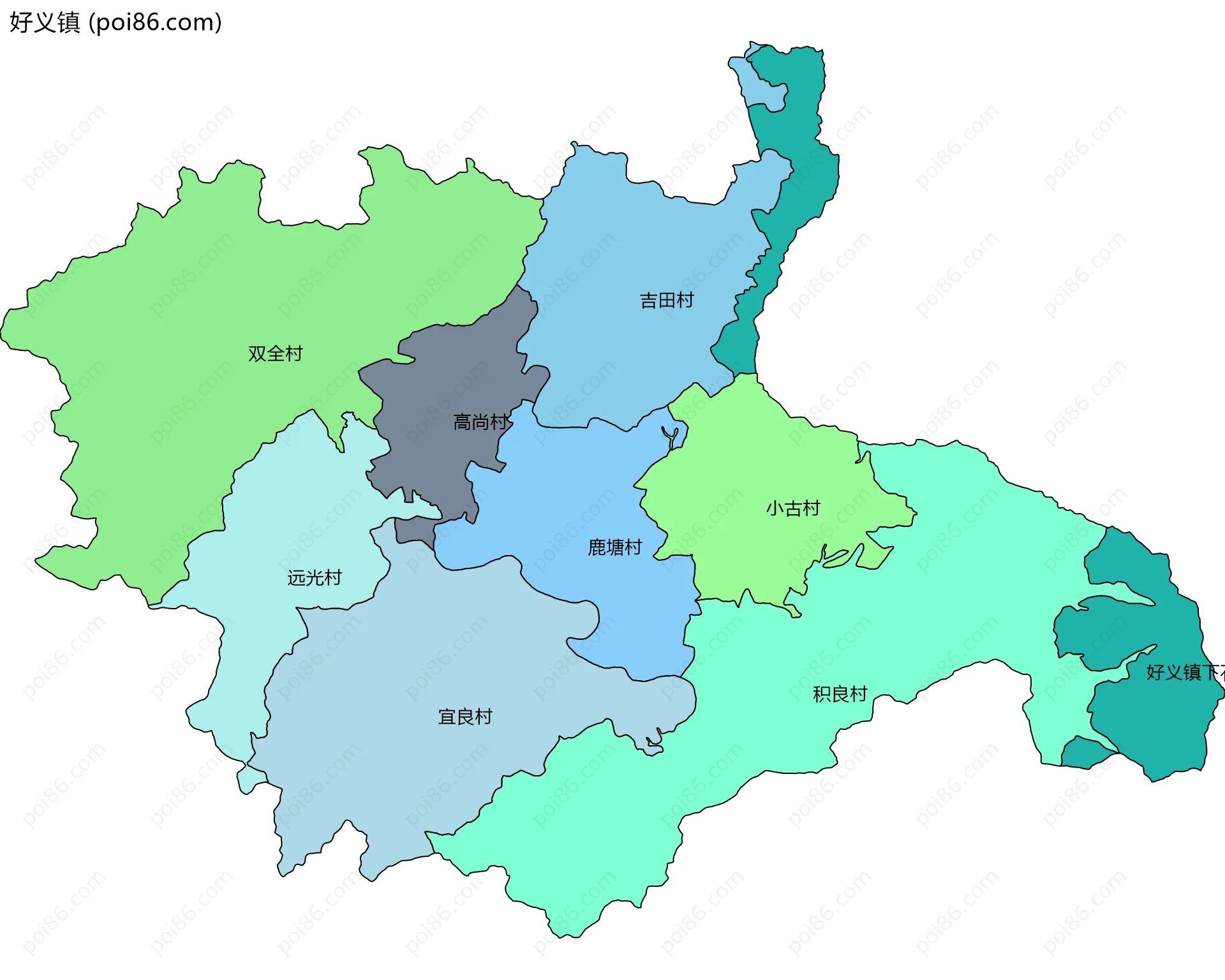 好义镇边界地图(五级行政区划)