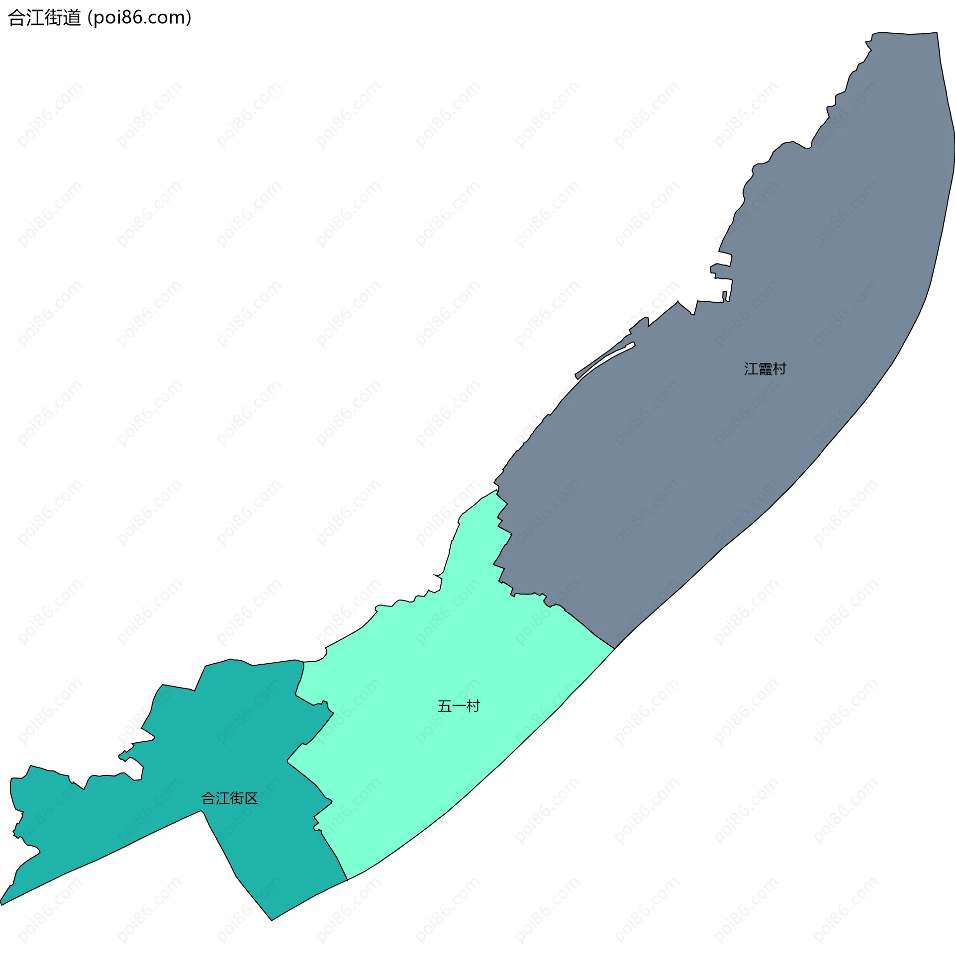 合江街道边界地图(五级行政区划)