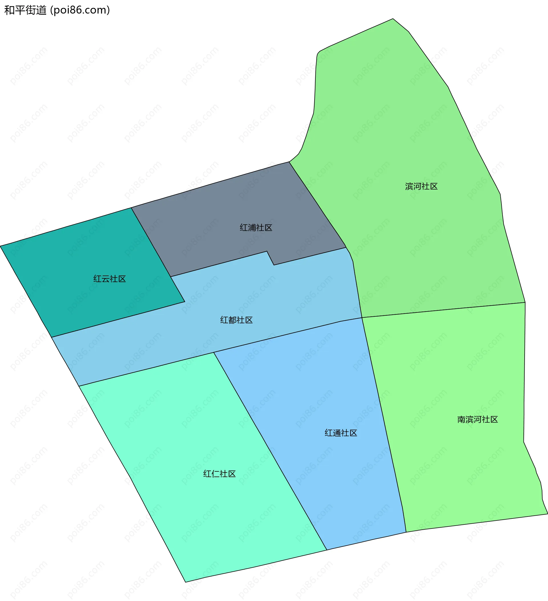 和平街道边界地图(五级行政区划)