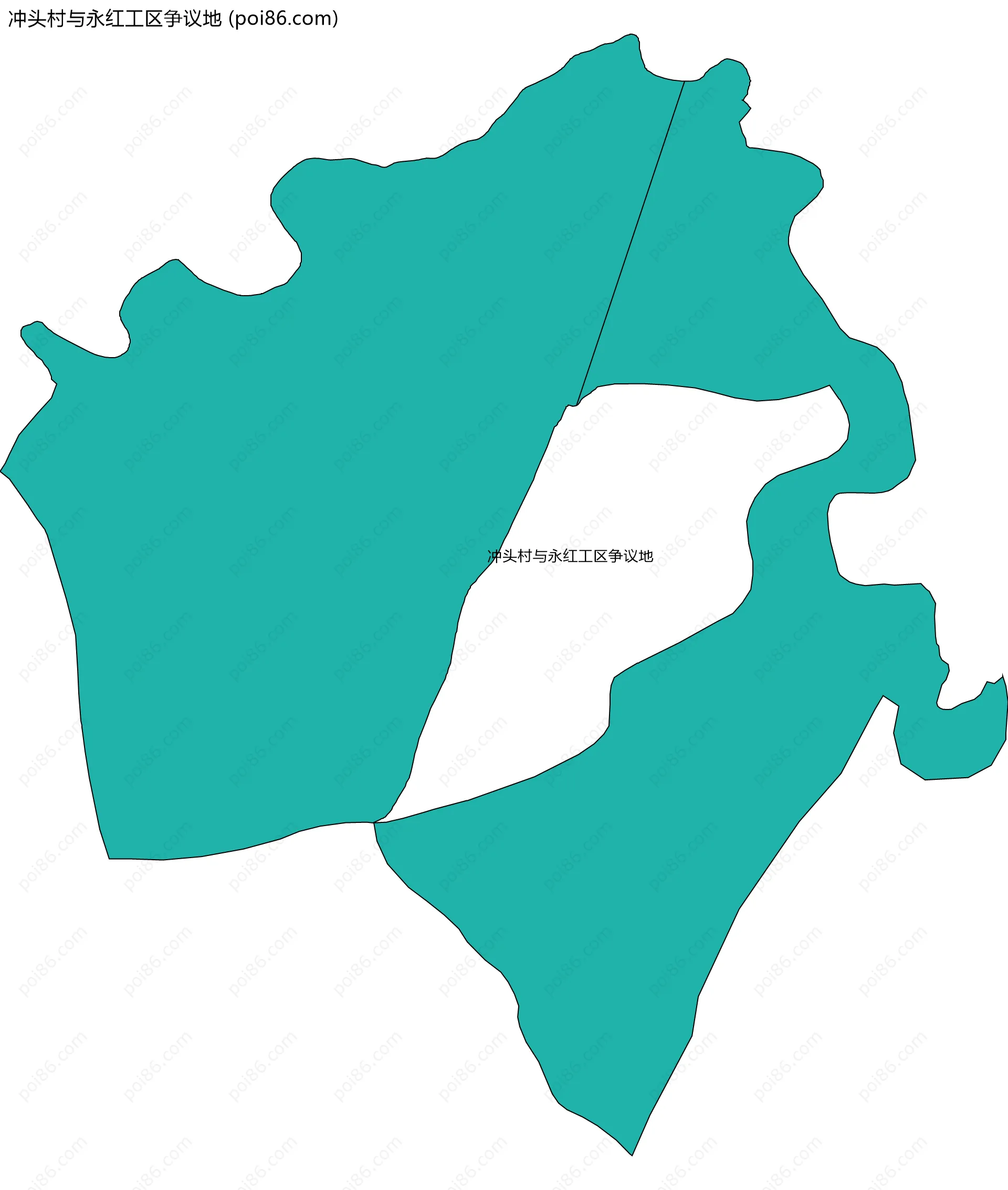冲头村与永红工区争议地边界地图