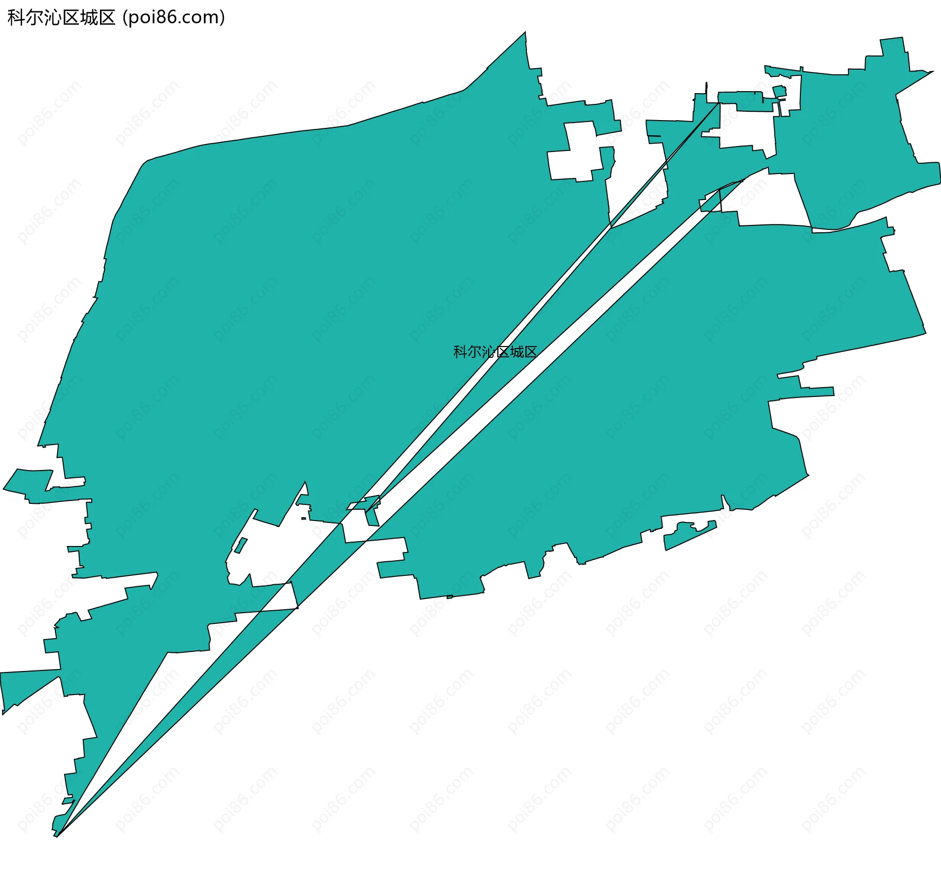 科尔沁区城区边界地图(五级行政区划)