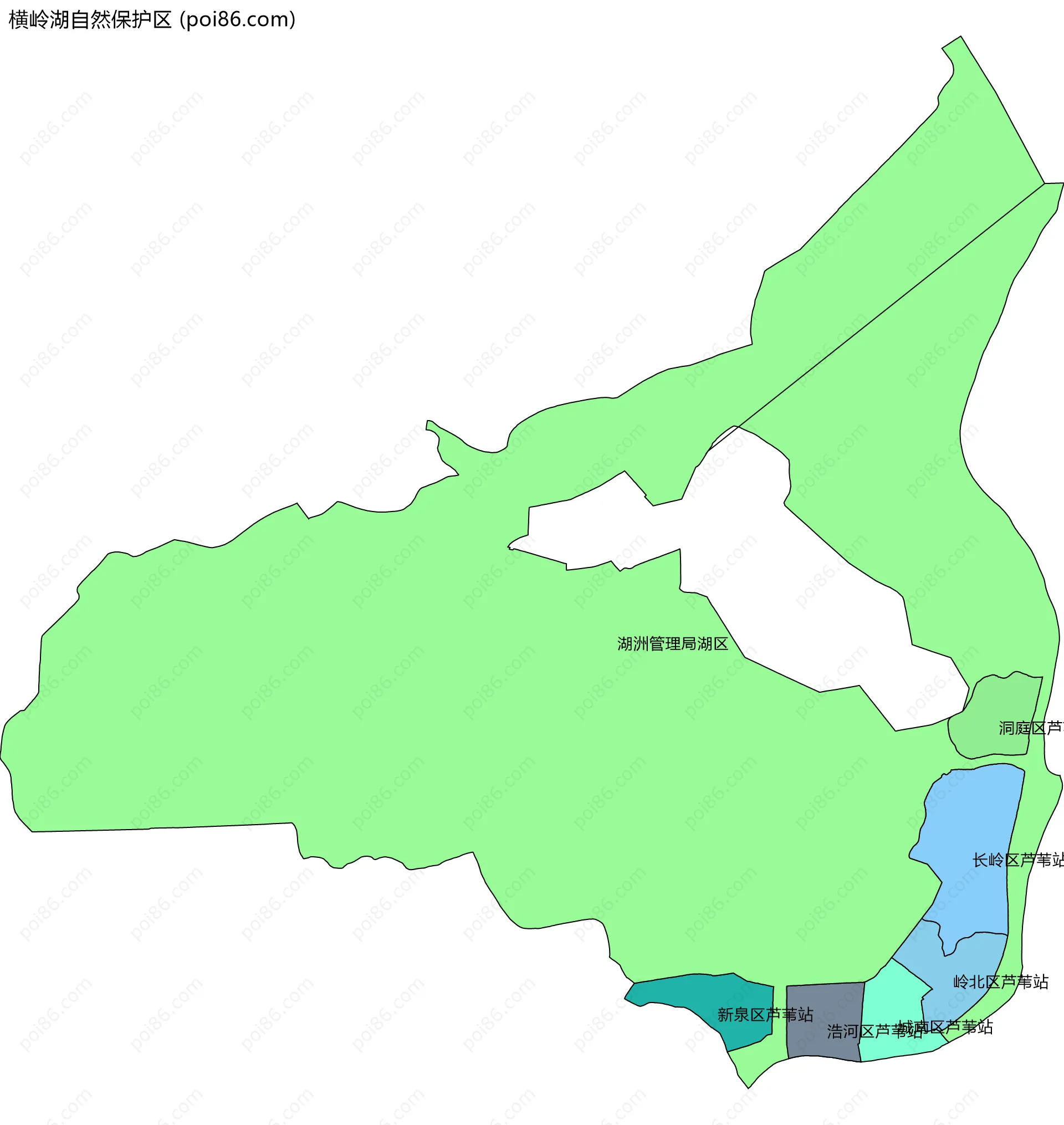 横岭湖自然保护区边界地图(五级行政区划)