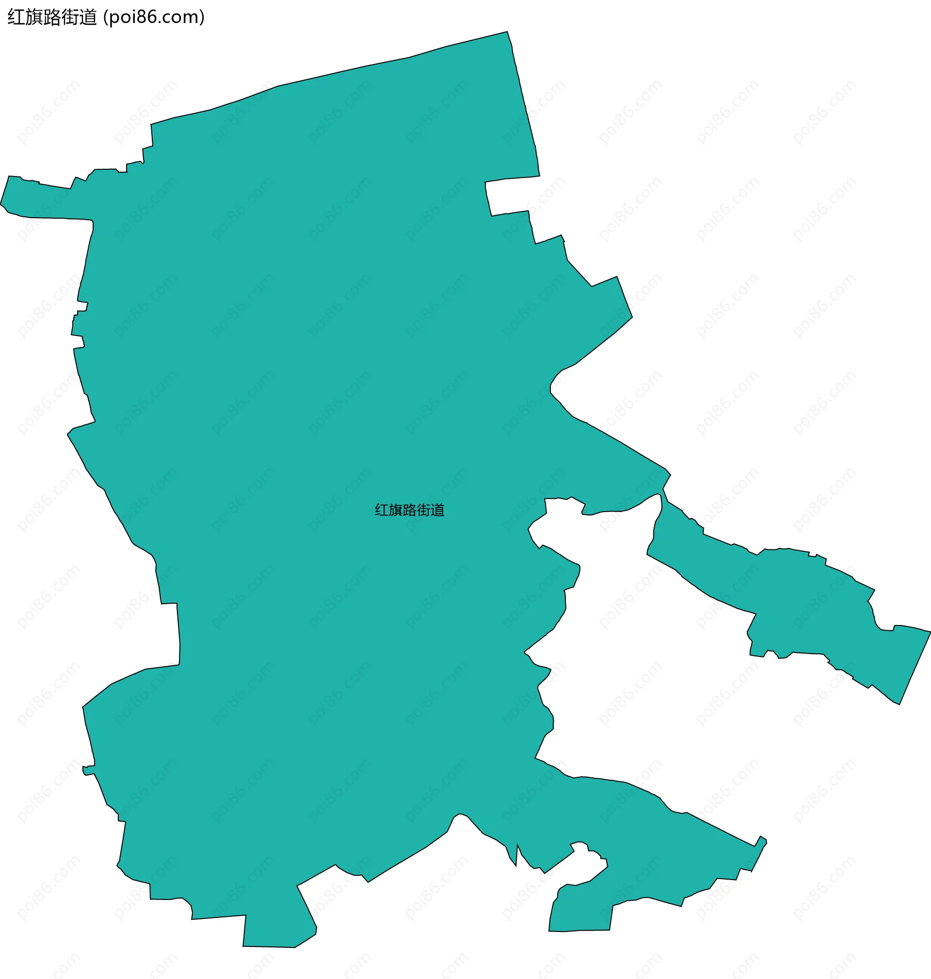 红旗路街道边界地图(五级行政区划)