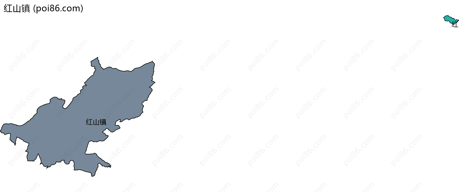 红山镇边界地图(五级行政区划)