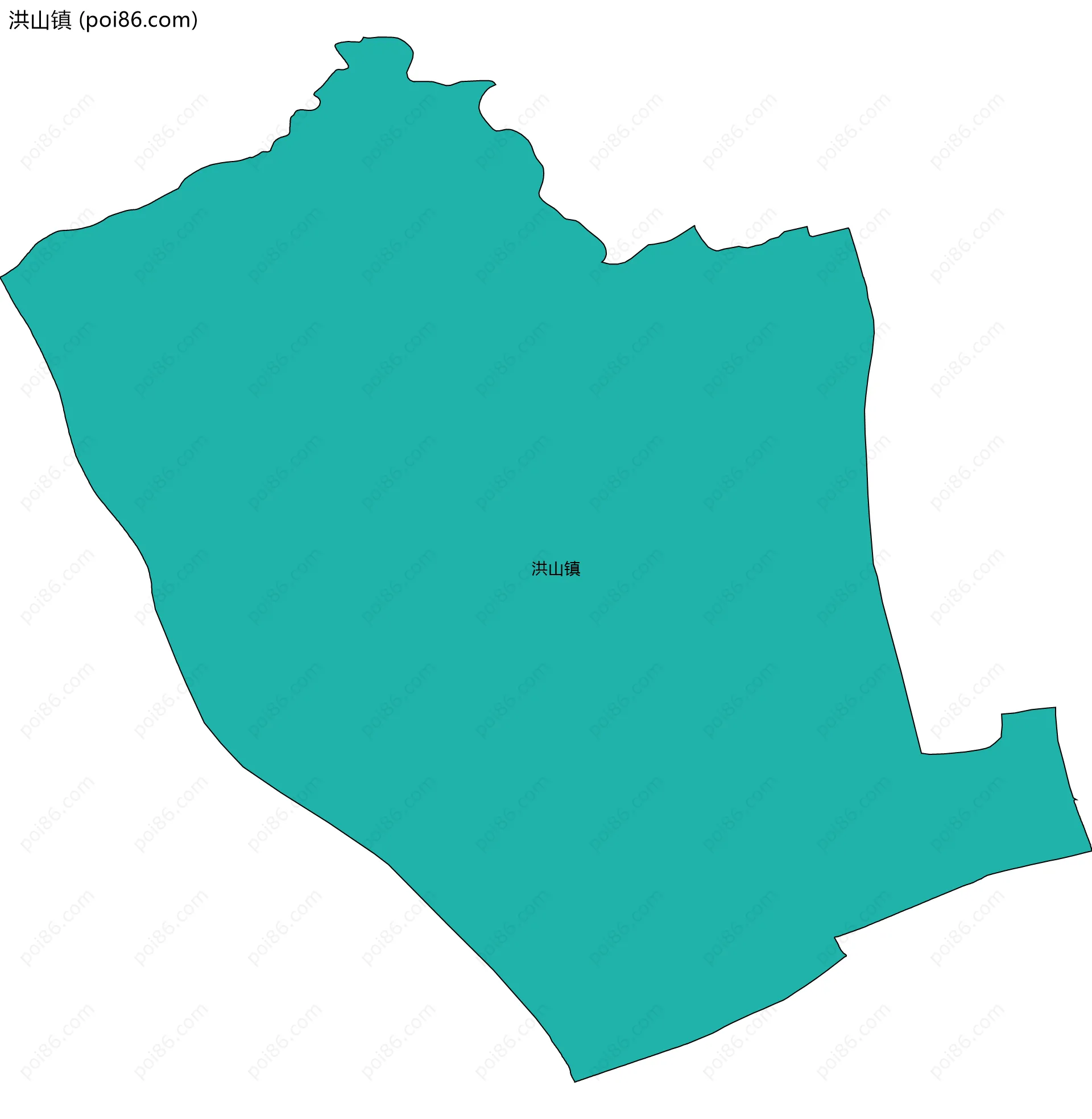 洪山镇边界地图(五级行政区划)