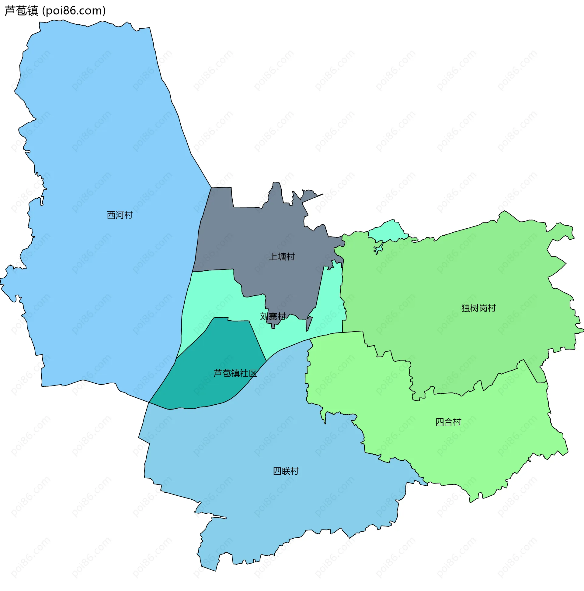 芦苞镇边界地图(五级行政区划)