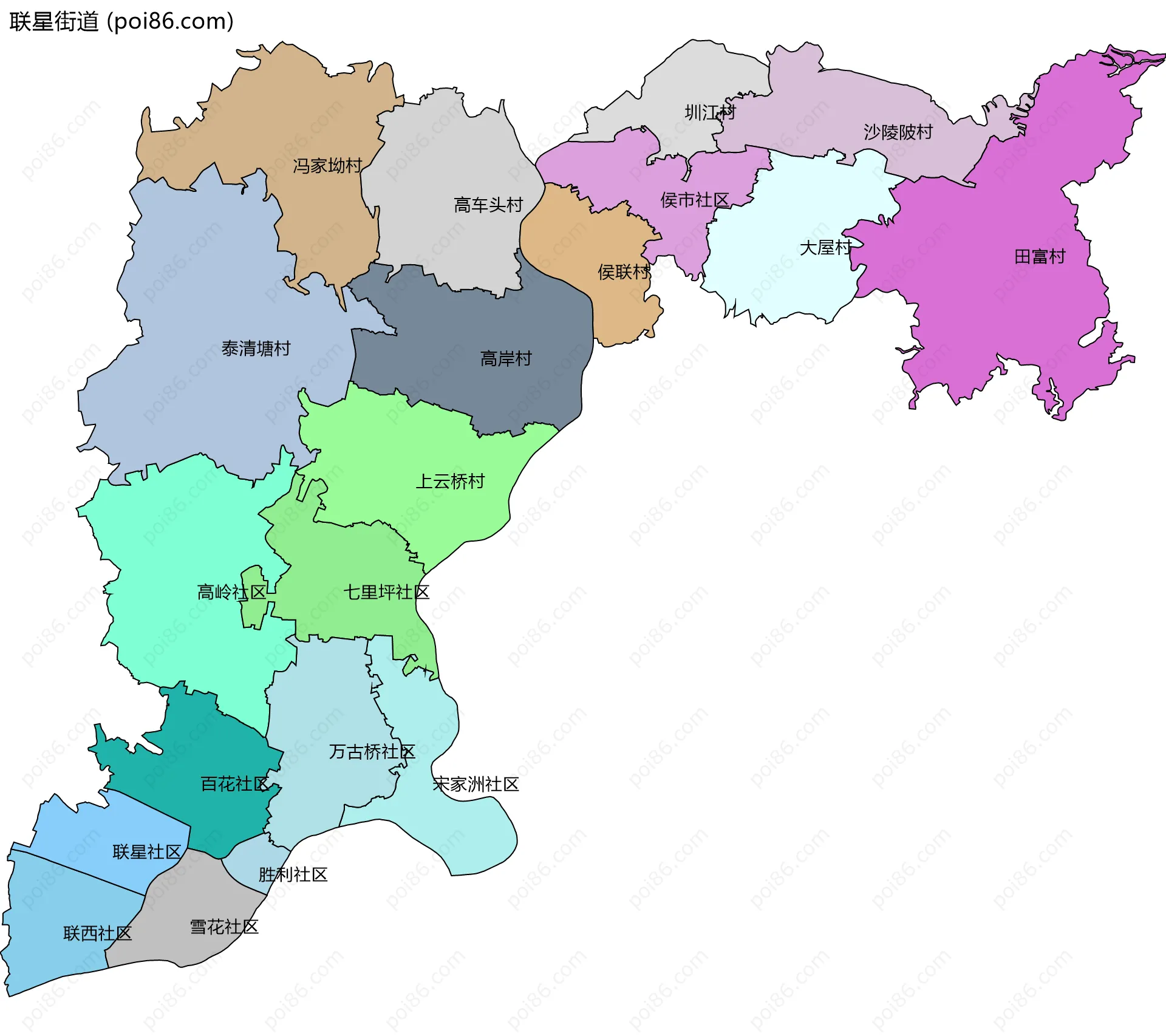 联星街道边界地图(五级行政区划)