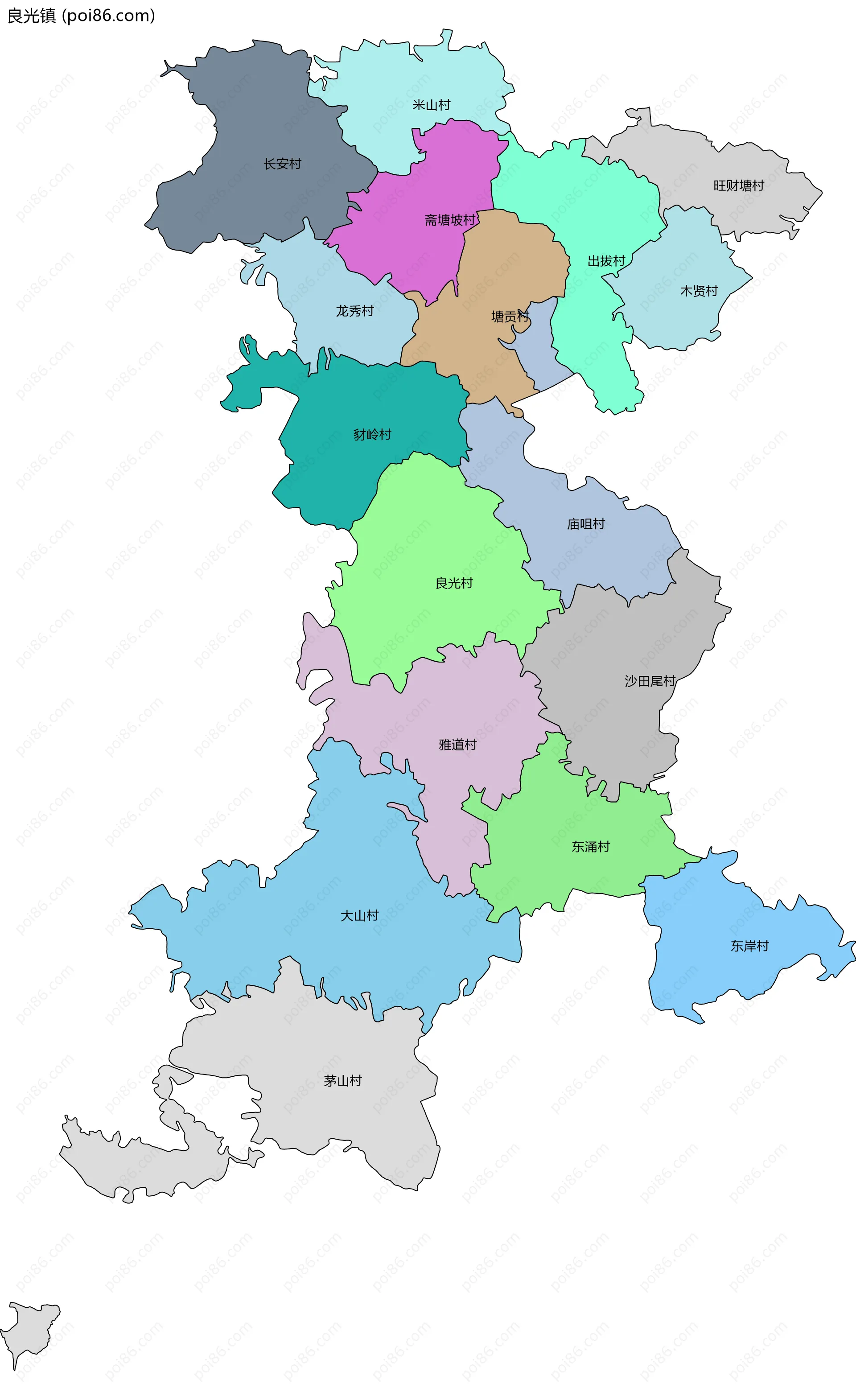 良光镇边界地图(五级行政区划)