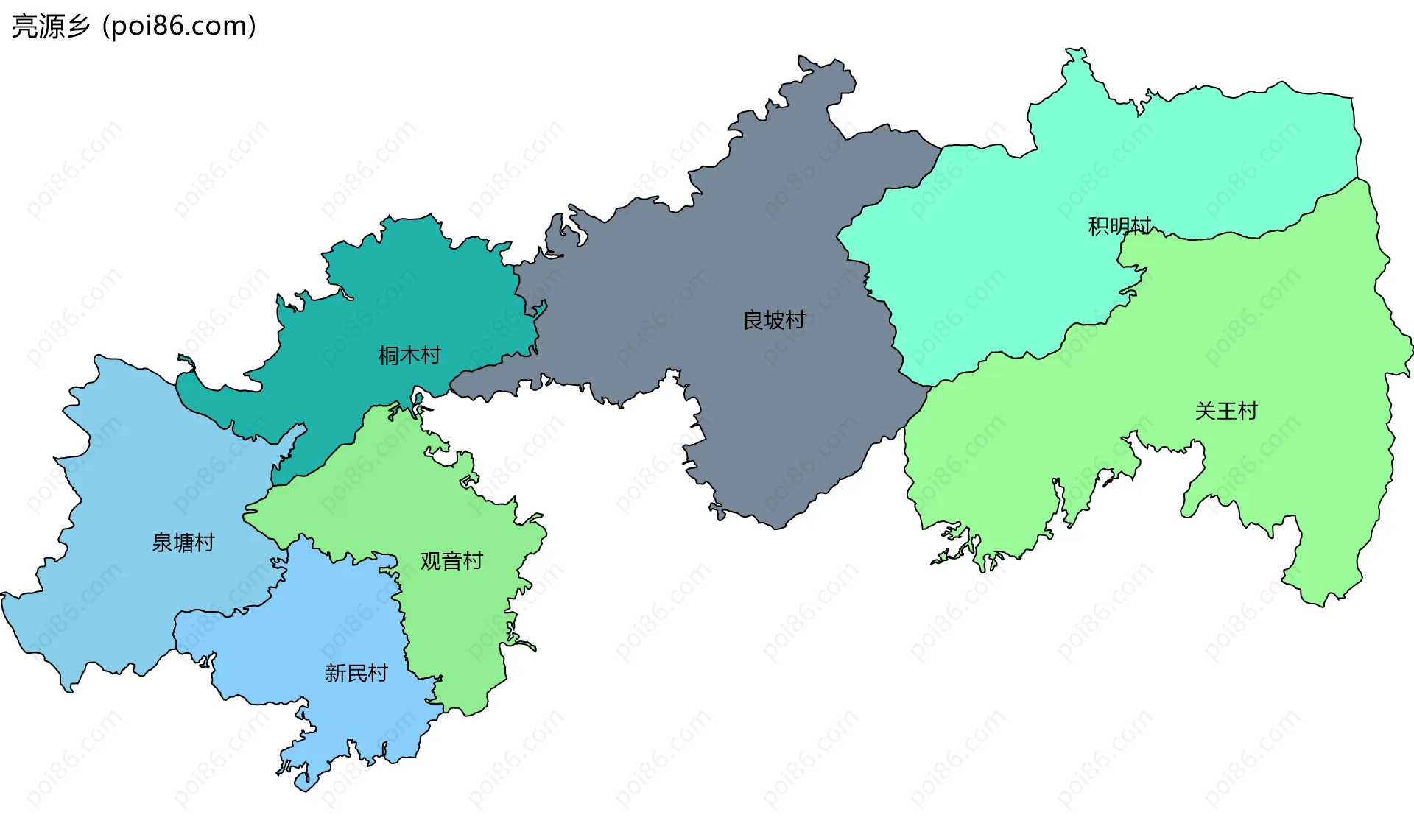 亮源乡边界地图(五级行政区划)