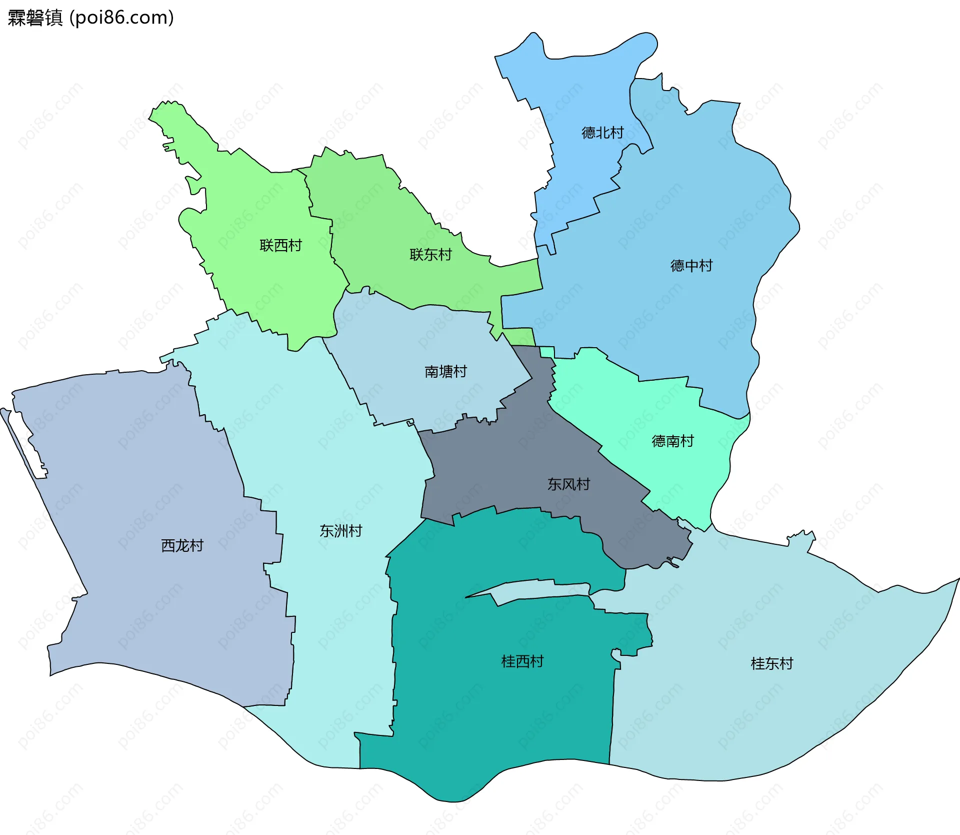 霖磐镇边界地图(五级行政区划)