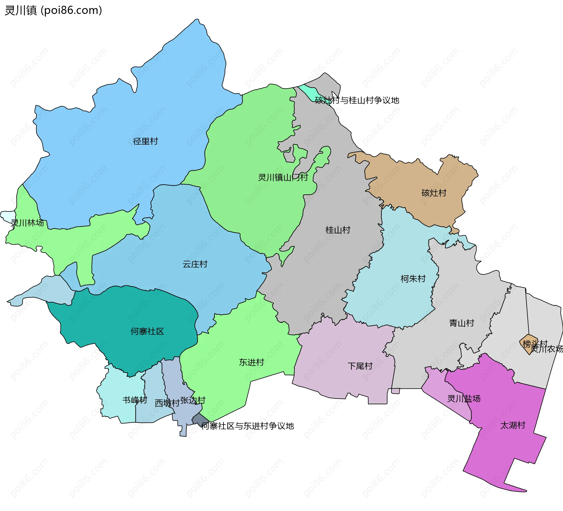 灵川镇边界地图(五级行政区划)
