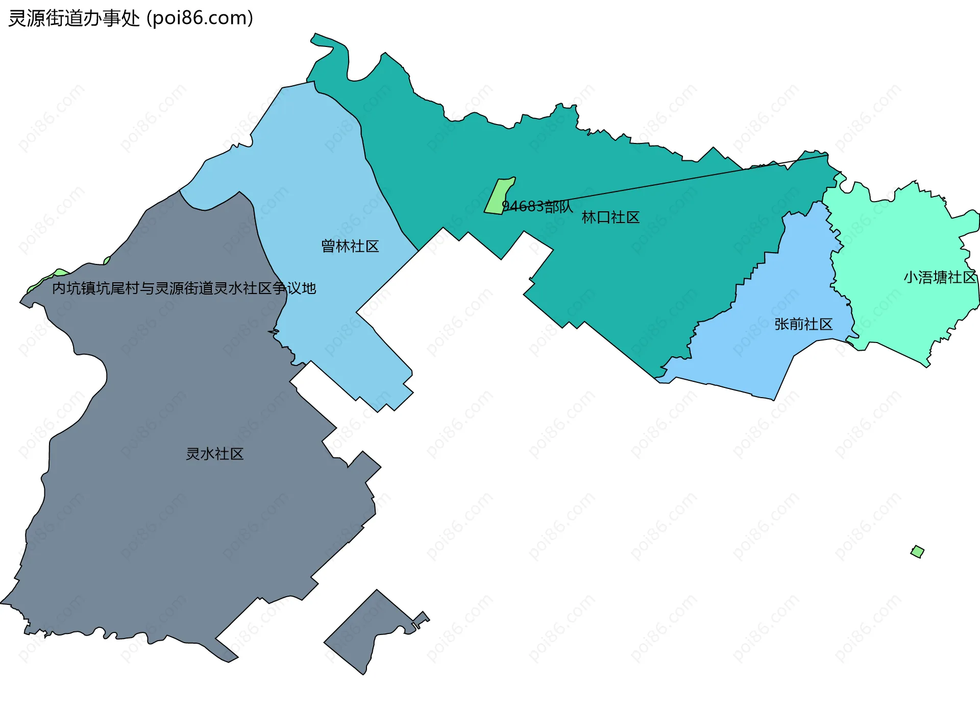 灵源街道办事处边界地图(五级行政区划)