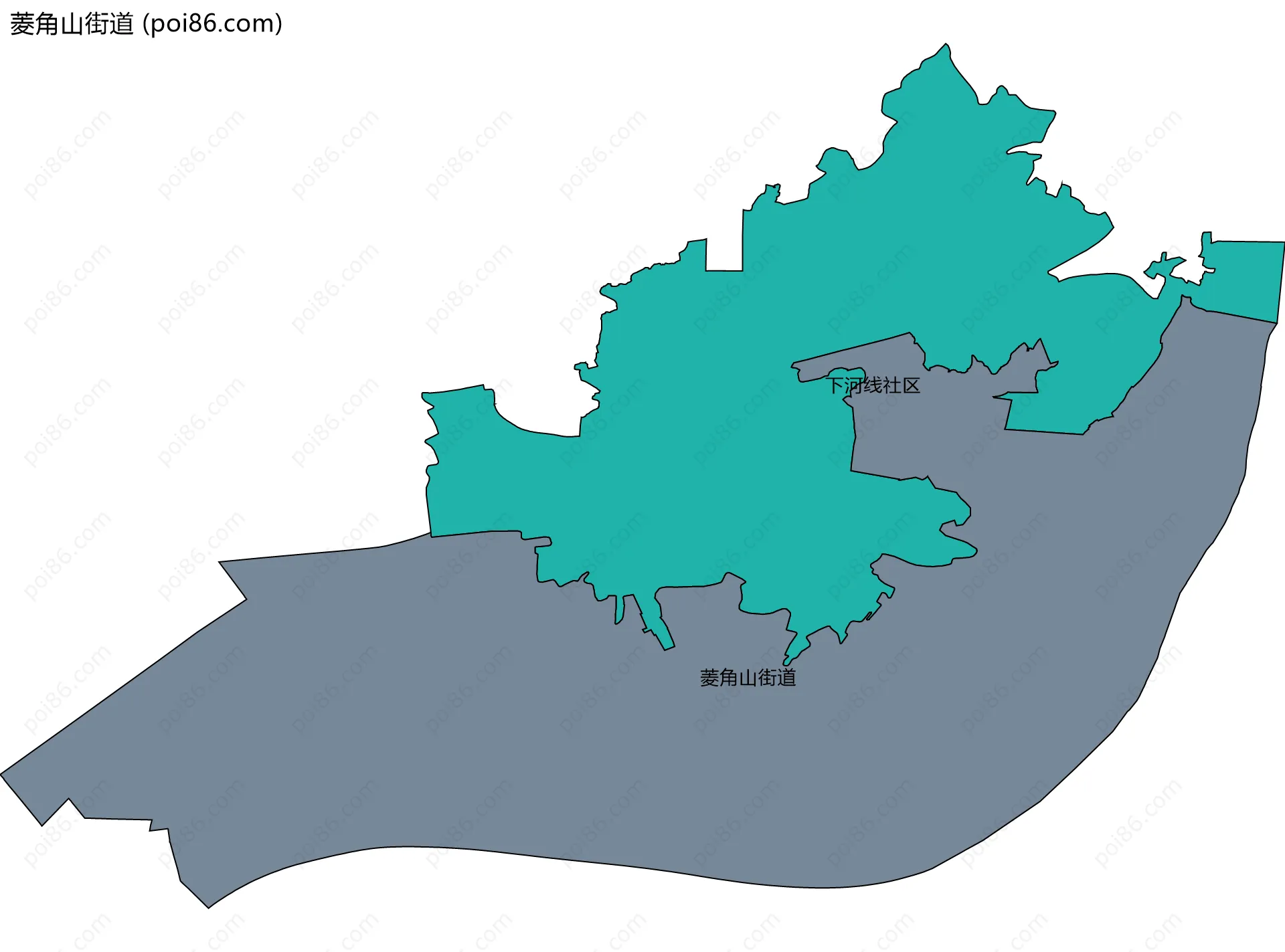 菱角山街道边界地图(五级行政区划)