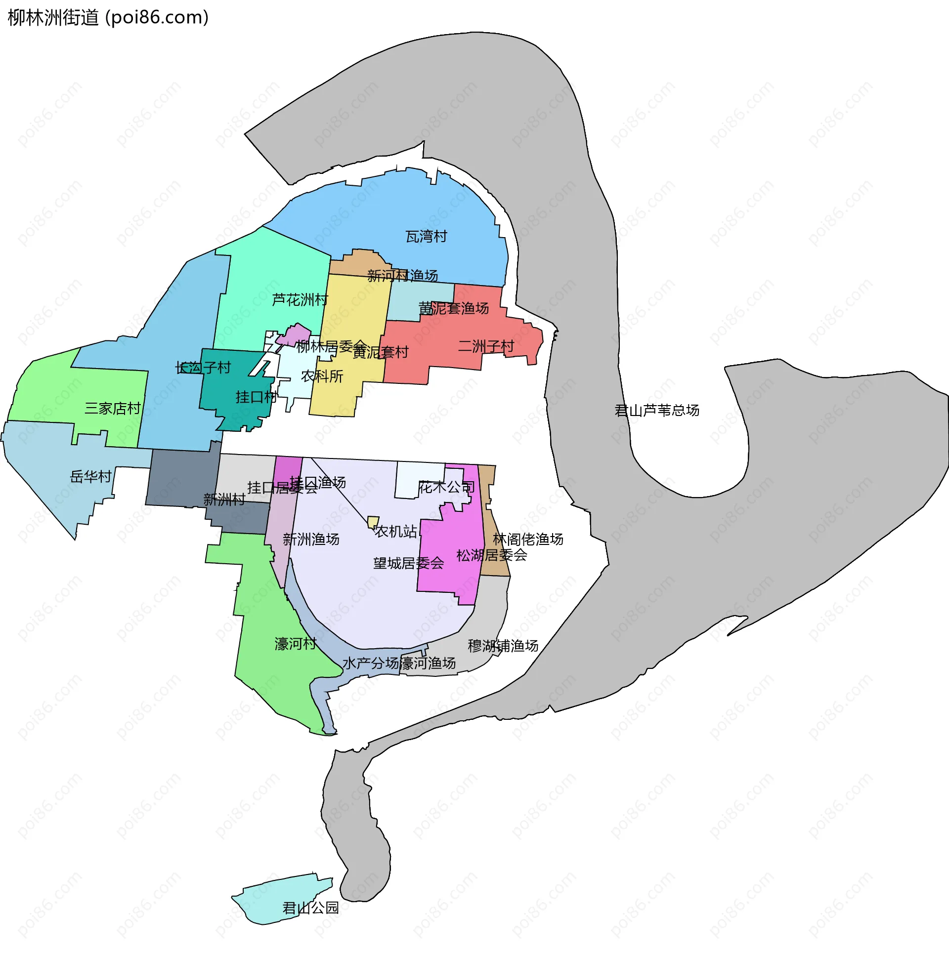 柳林洲街道边界地图(五级行政区划)