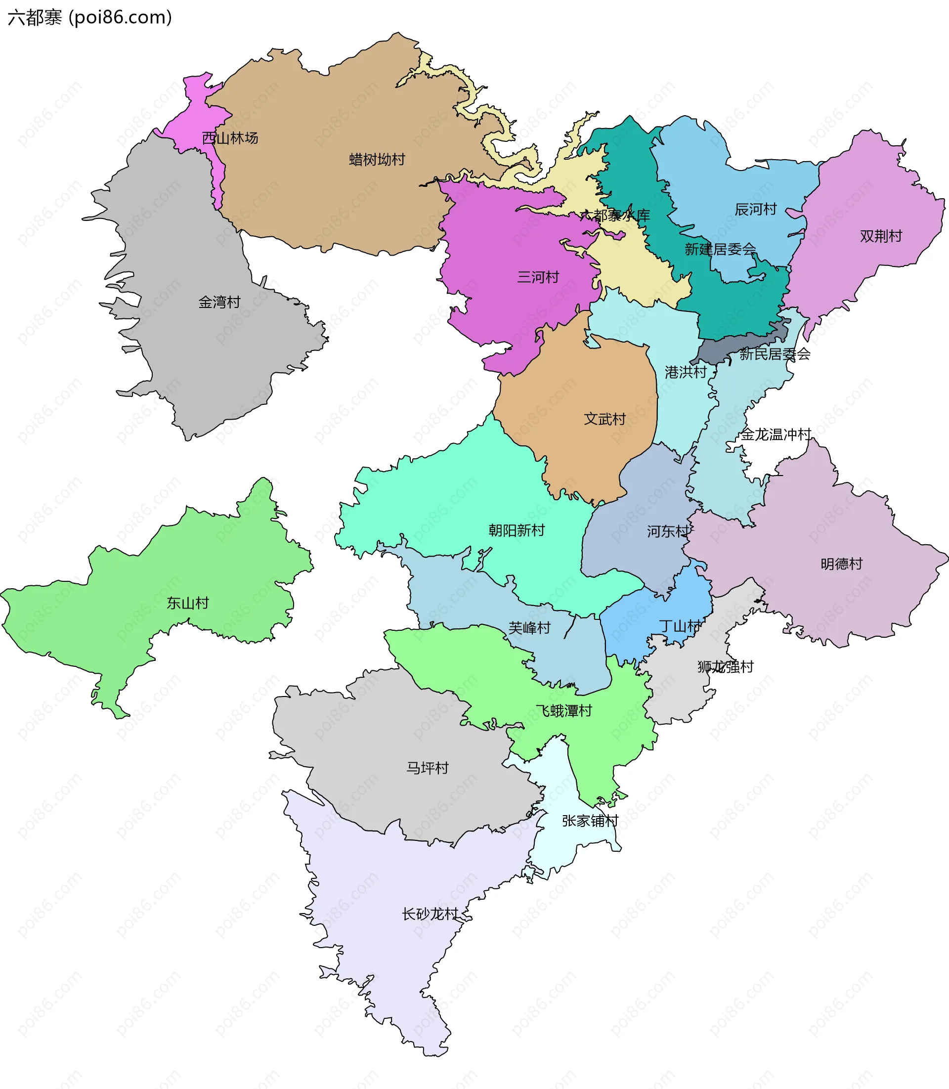 六都寨边界地图(五级行政区划)