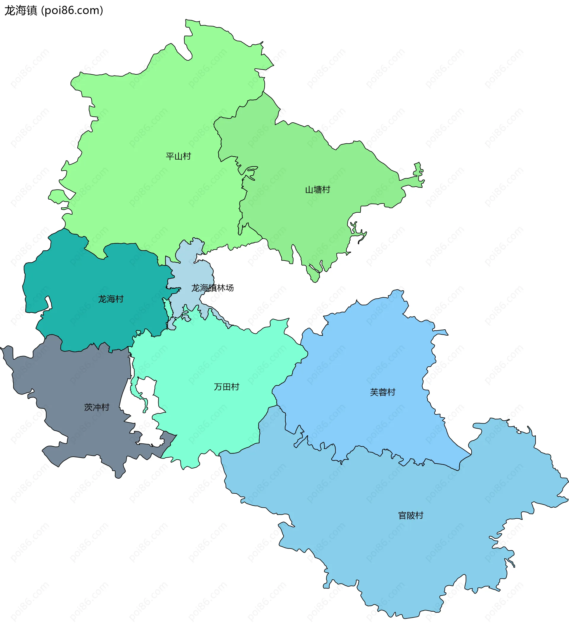 龙海镇边界地图(五级行政区划)