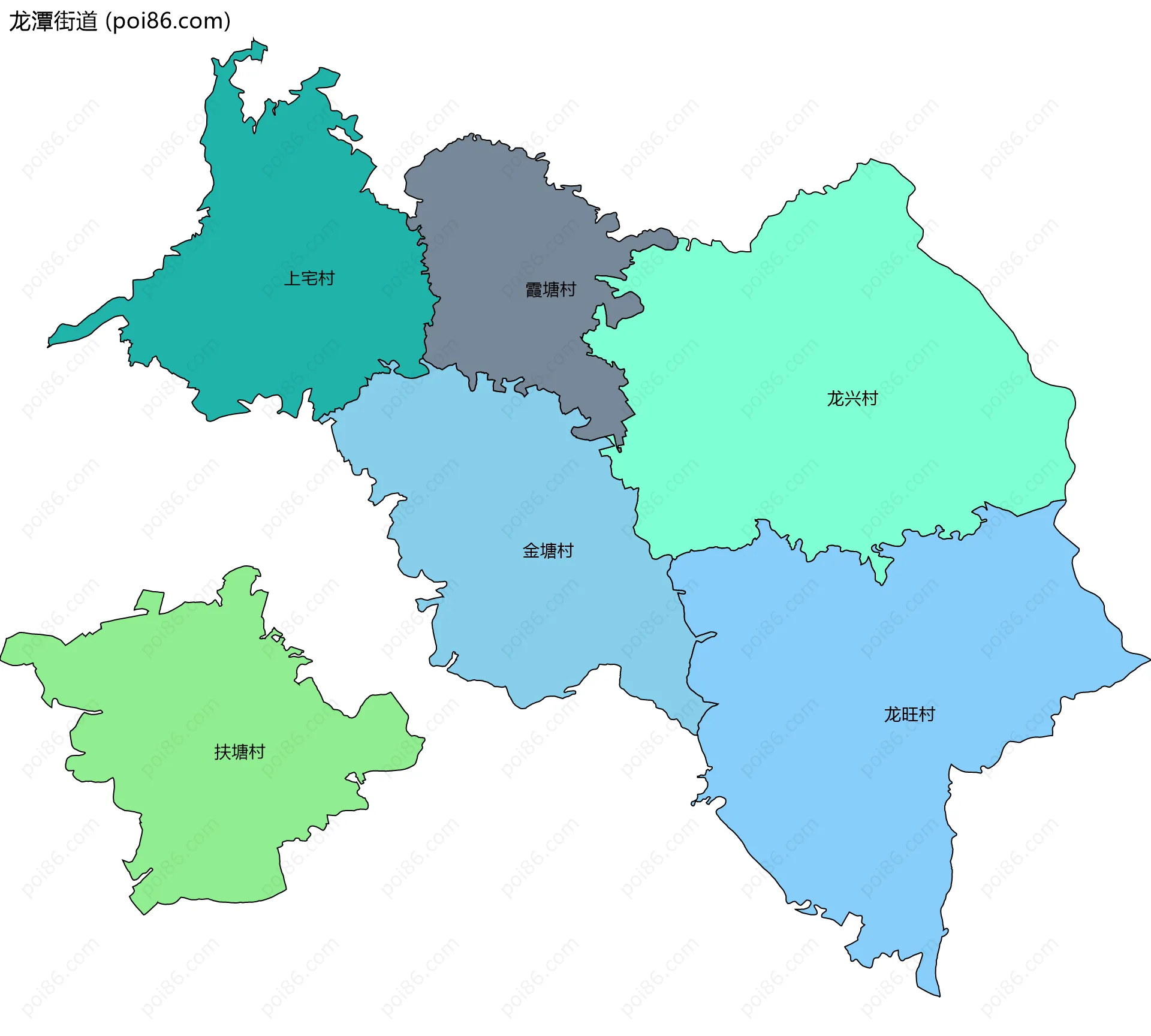 龙潭街道边界地图(五级行政区划)