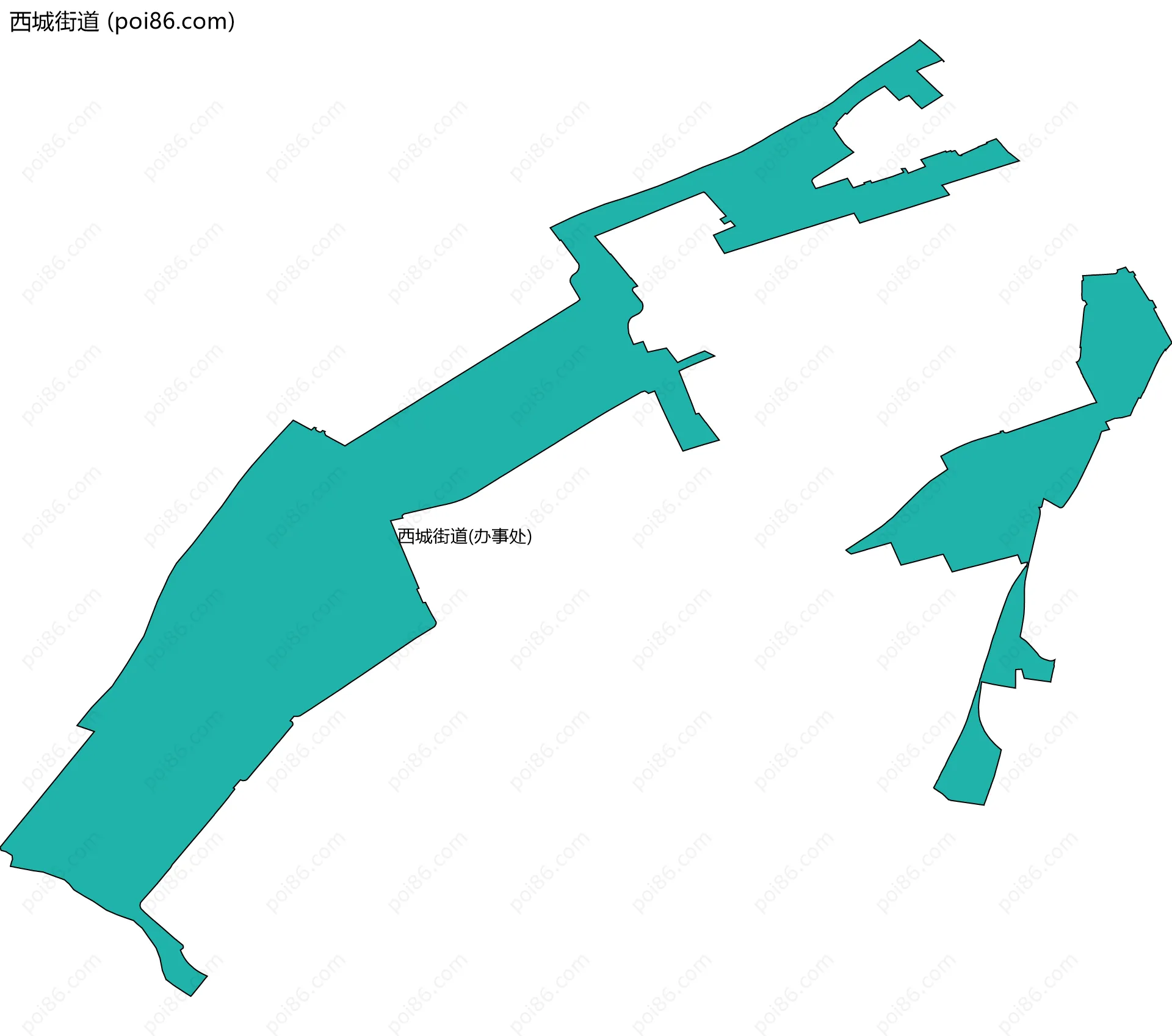 西城街道边界地图(五级行政区划)