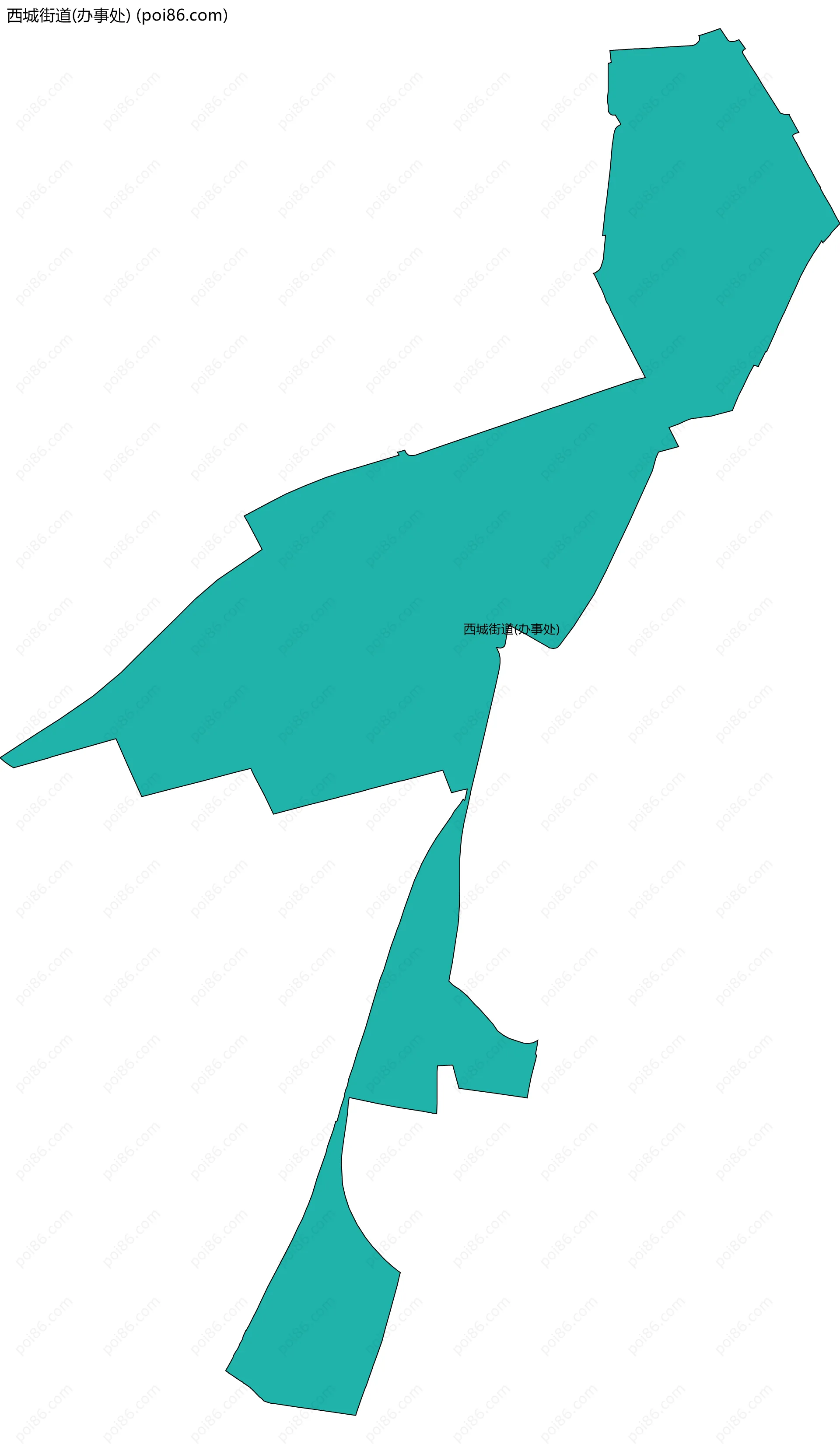 西城街道(办事处)边界地图
