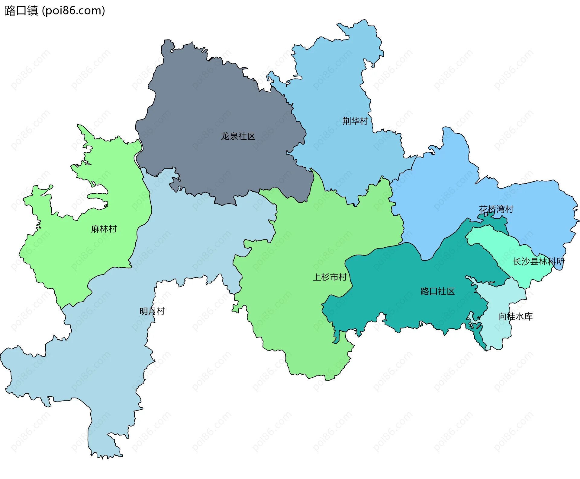 路口镇边界地图(五级行政区划)