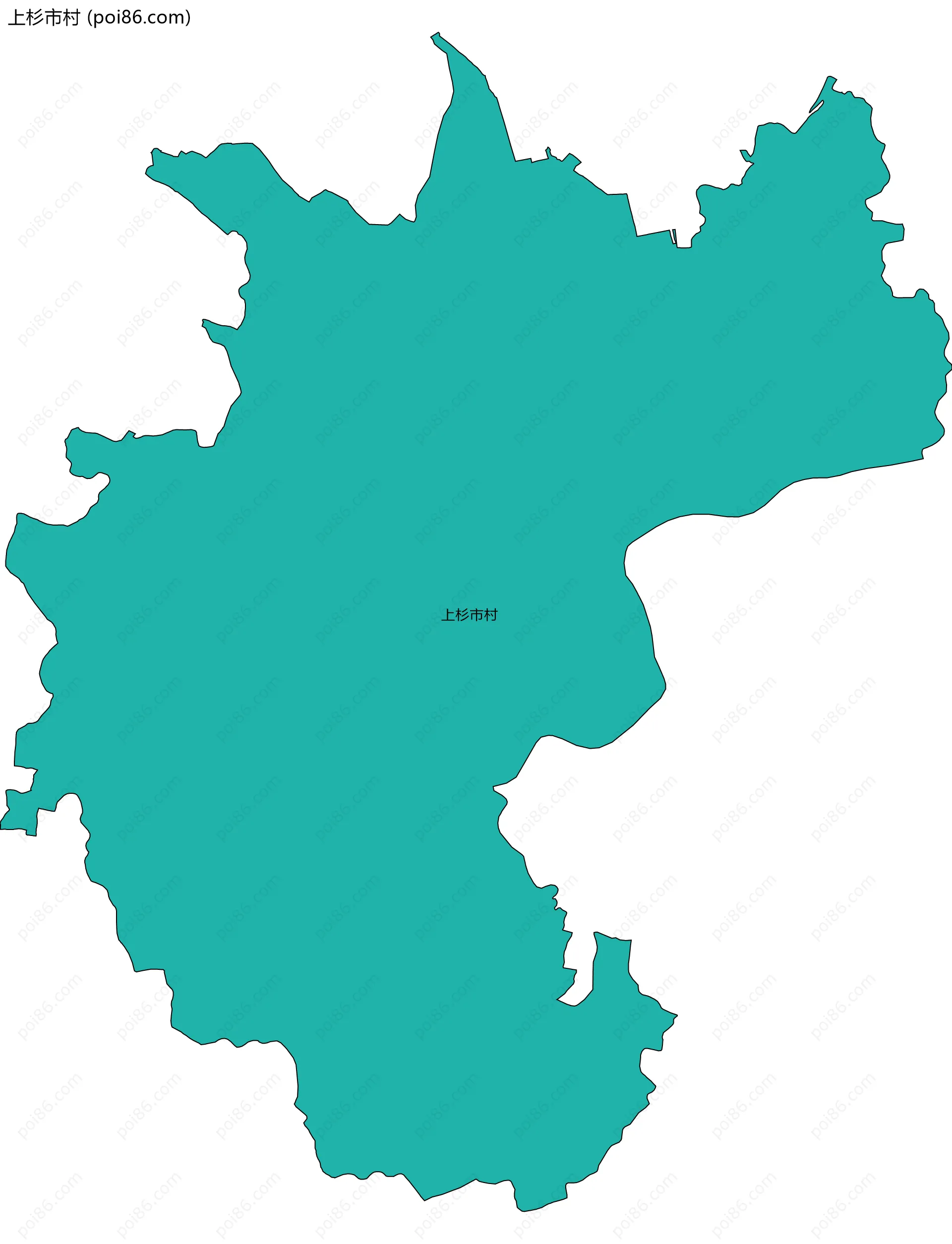 上杉市村边界地图