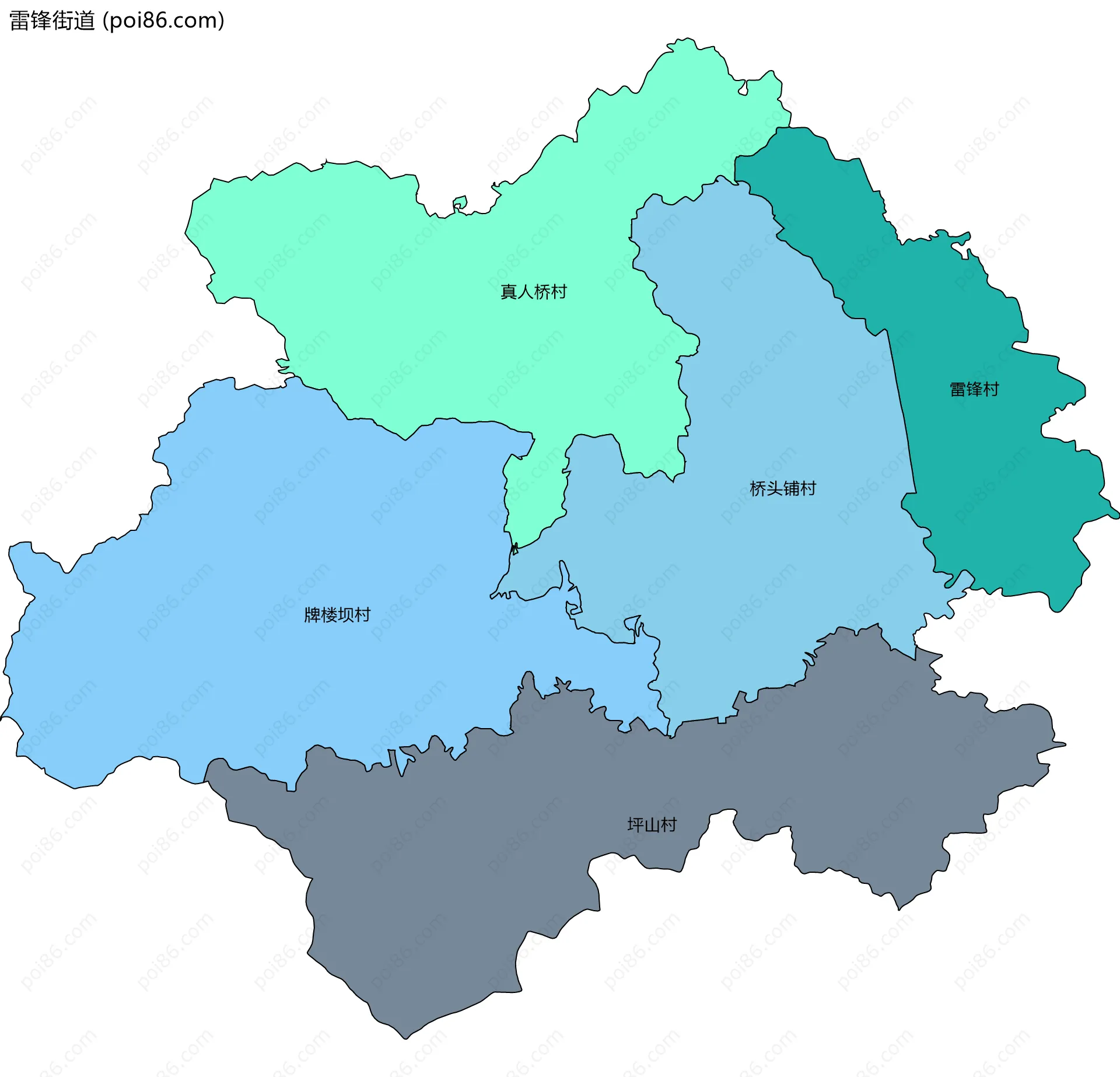 雷锋街道边界地图(五级行政区划)