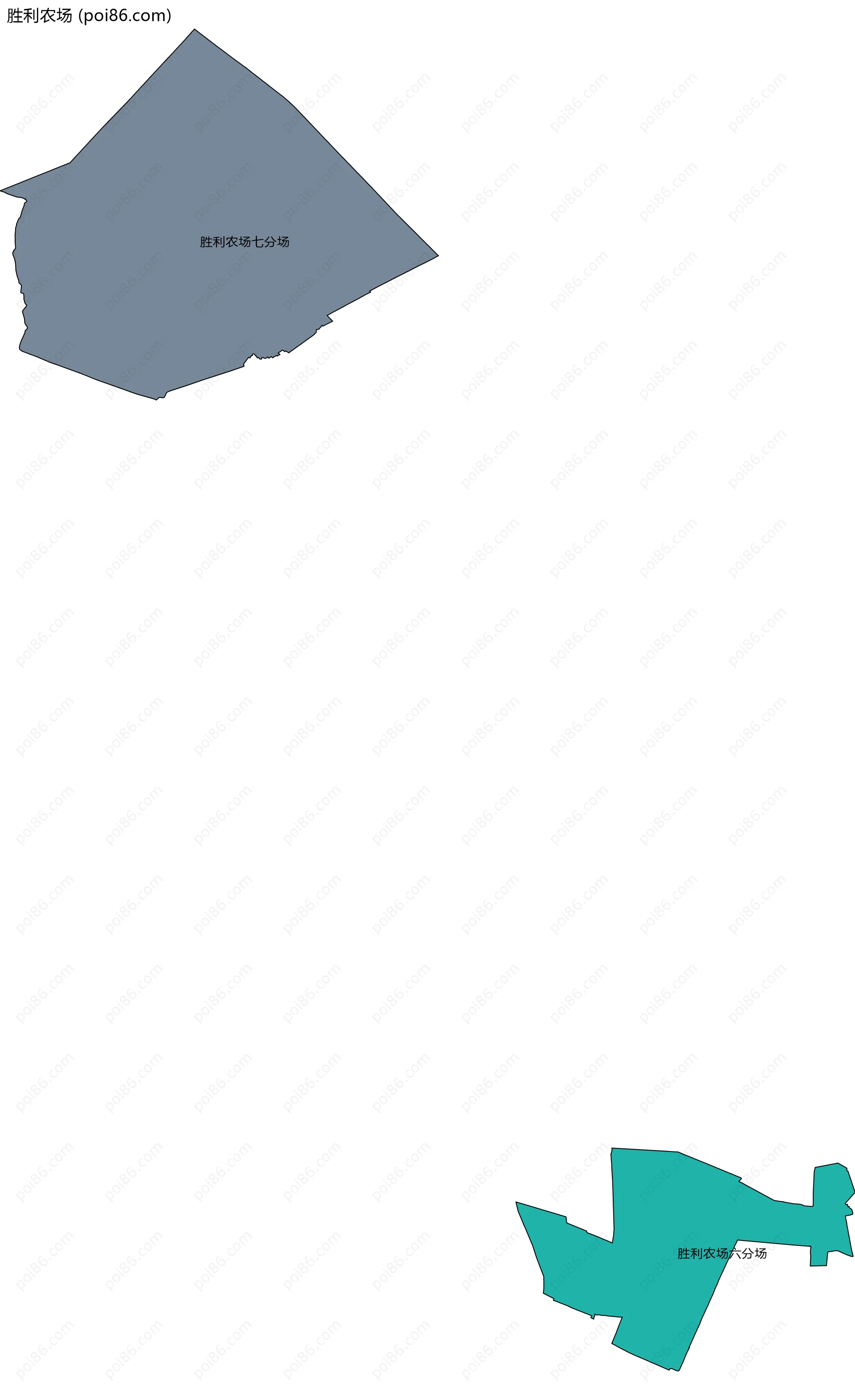 胜利农场边界地图(五级行政区划)