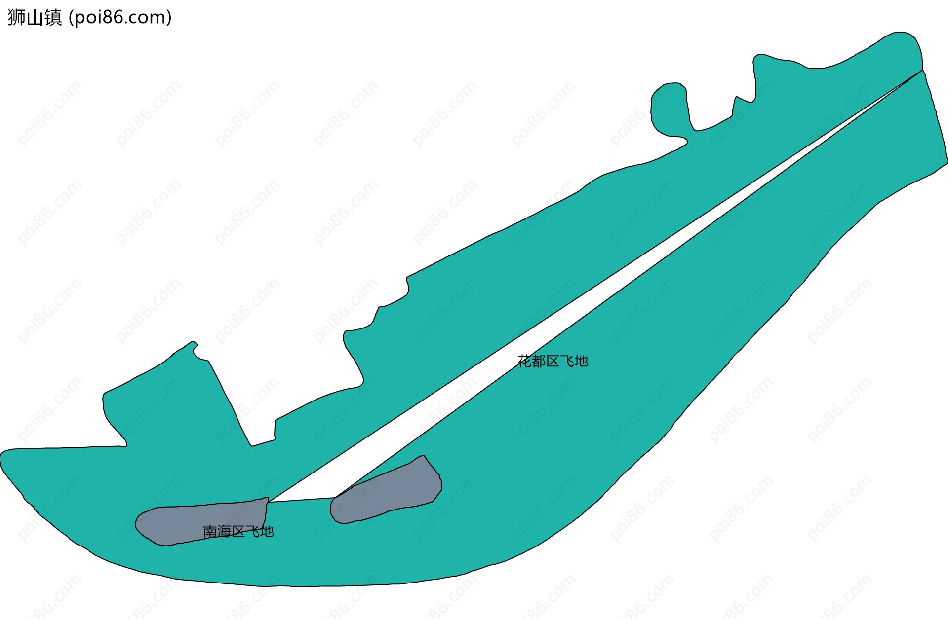 狮山镇边界地图(五级行政区划)