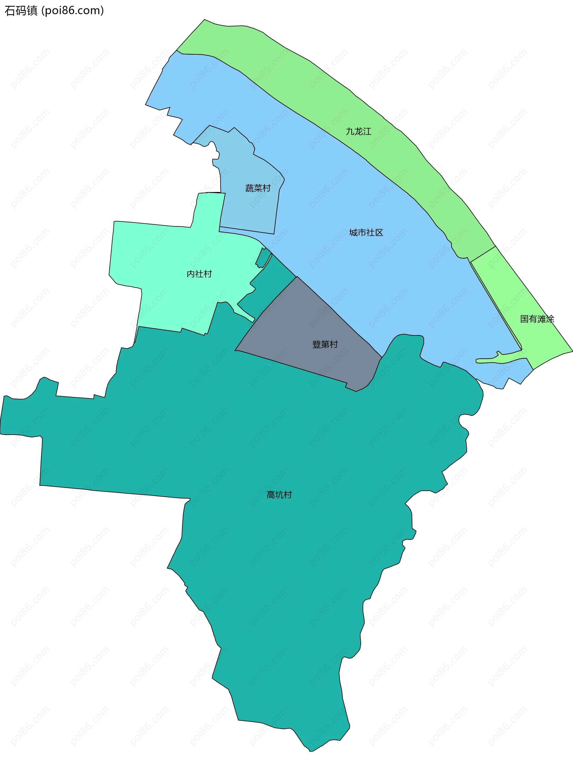 石码镇边界地图(五级行政区划)