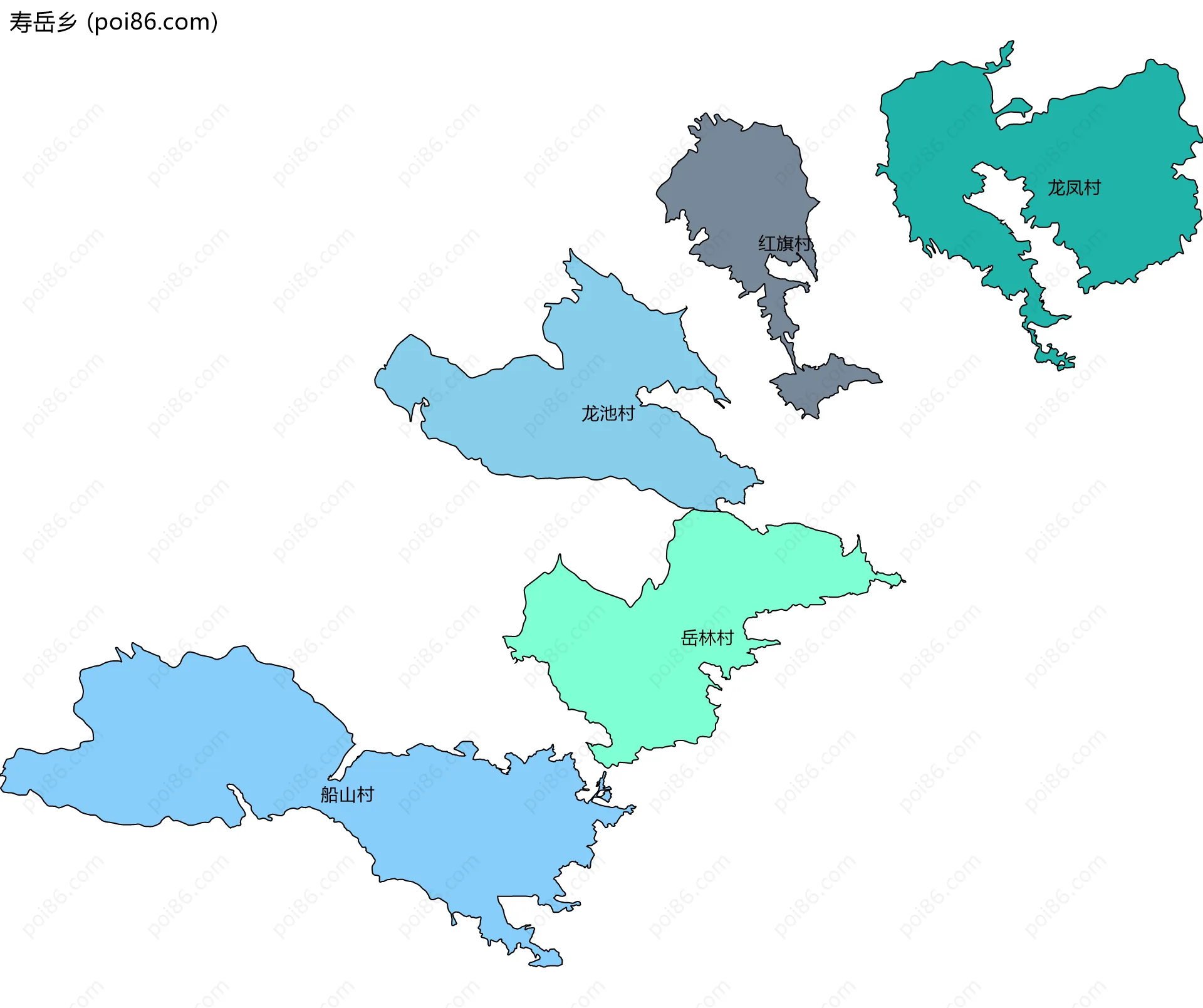 寿岳乡边界地图(五级行政区划)