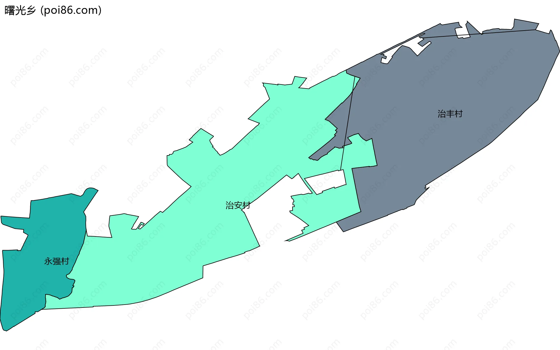 曙光乡边界地图(五级行政区划)