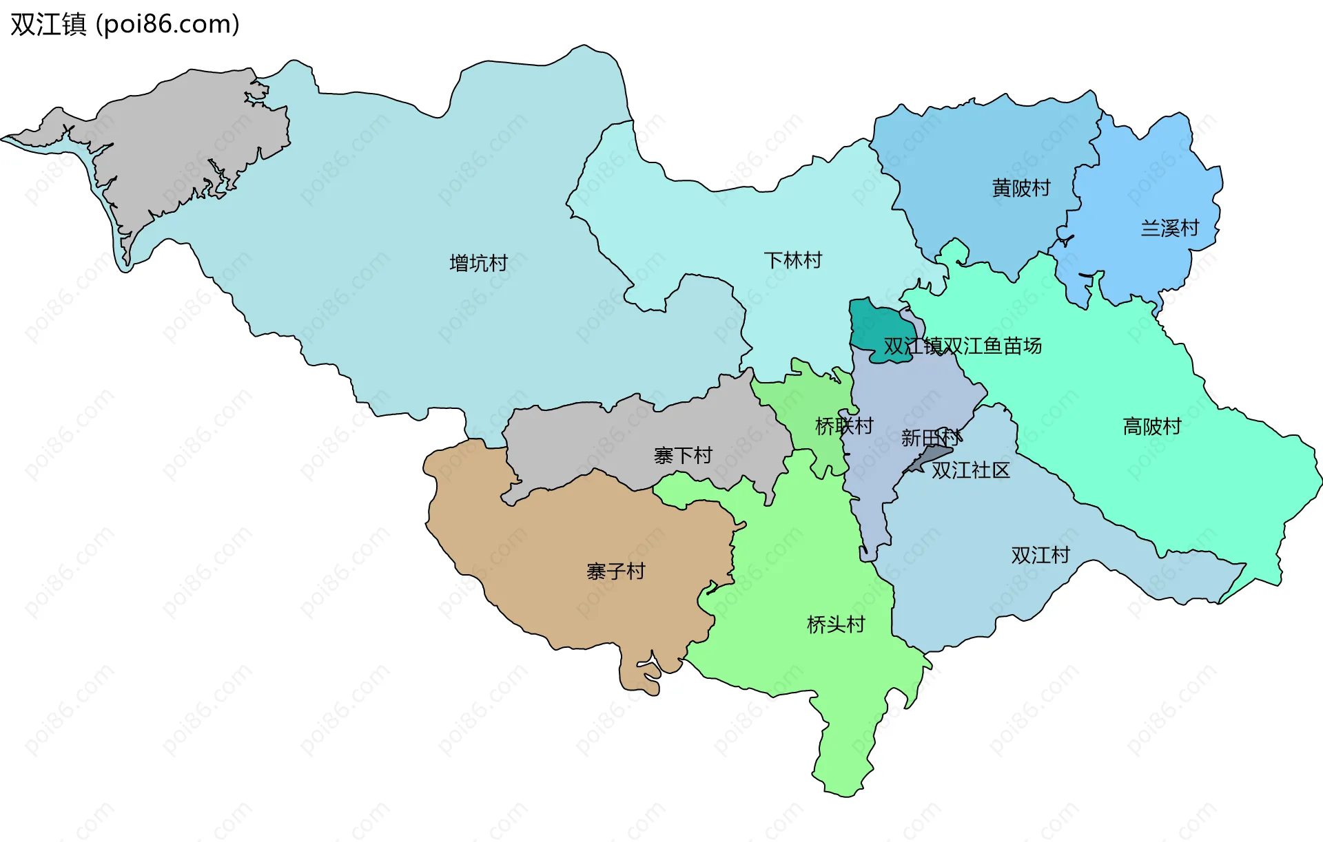 双江镇边界地图(五级行政区划)