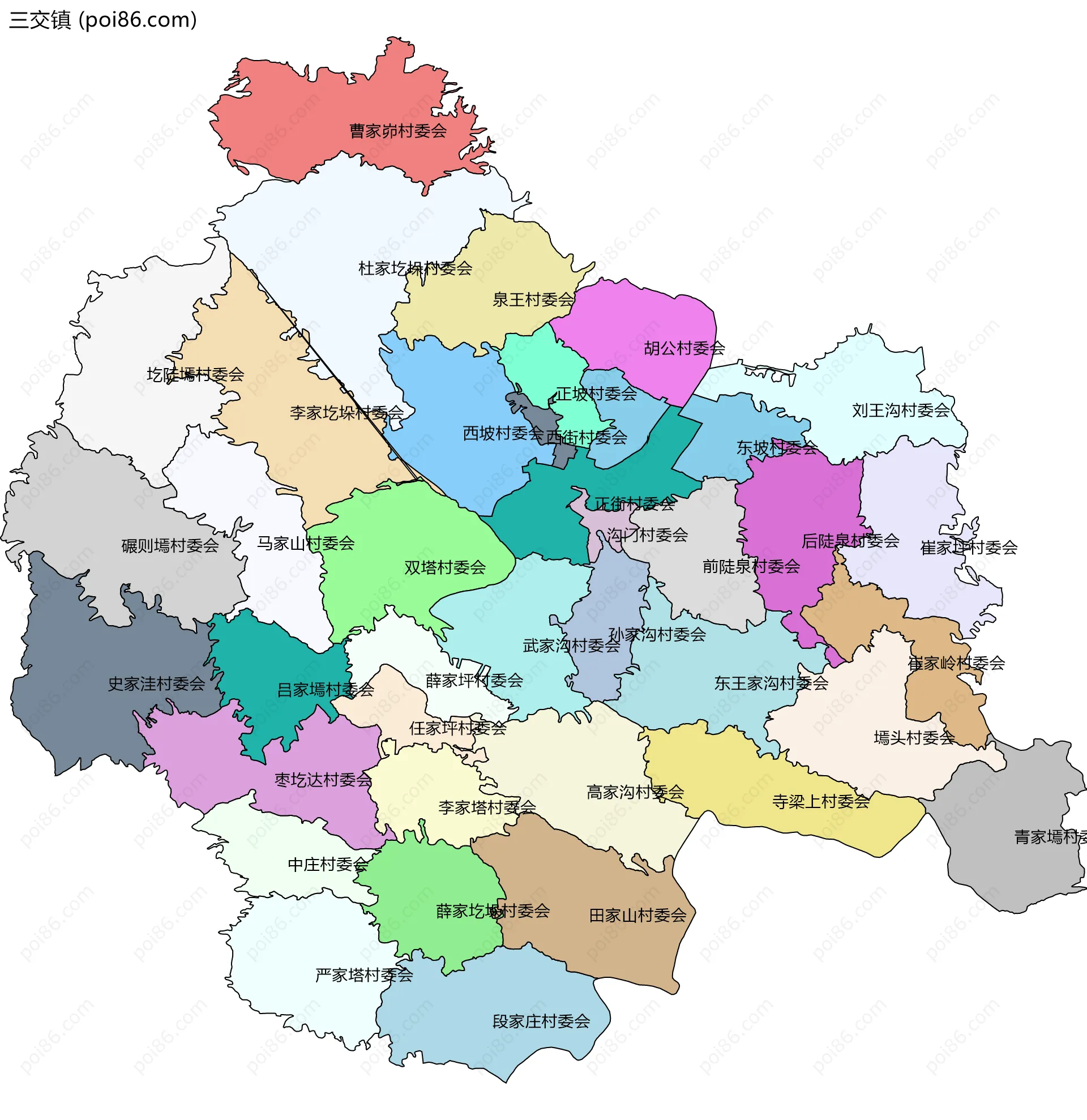 三交镇边界地图(五级行政区划)