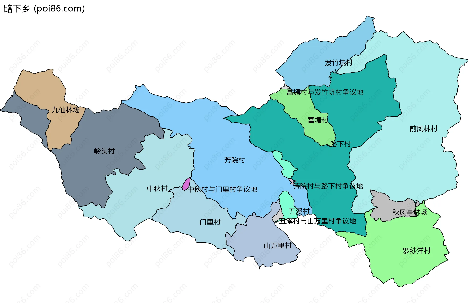 路下乡边界地图(五级行政区划)