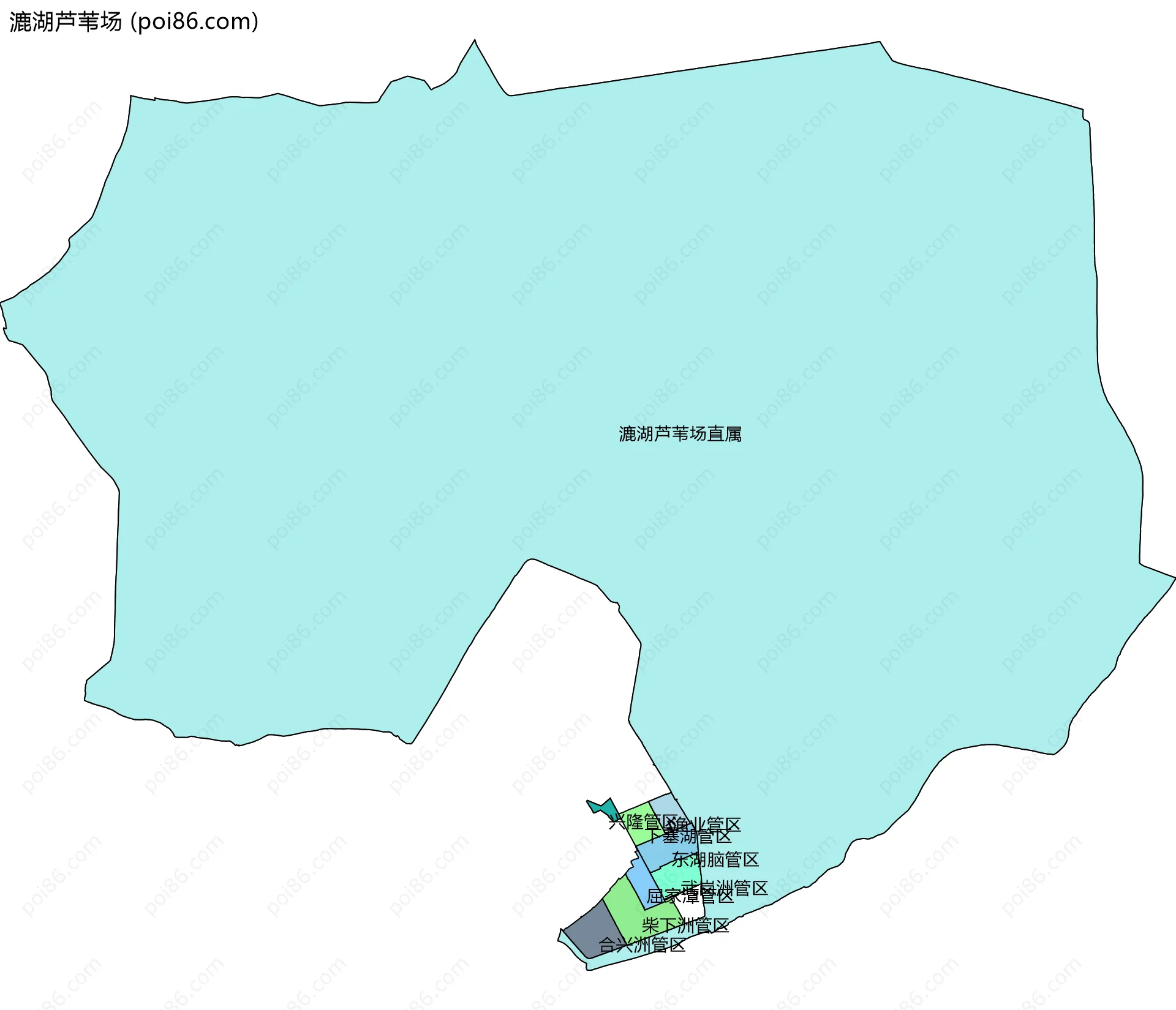 漉湖芦苇场边界地图(五级行政区划)