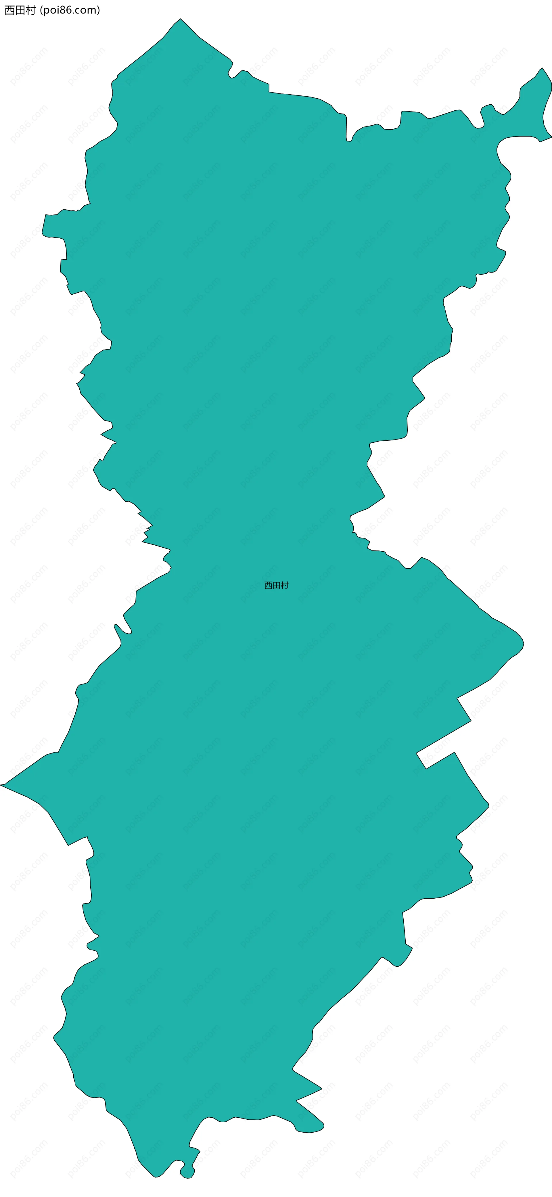 西田村边界地图